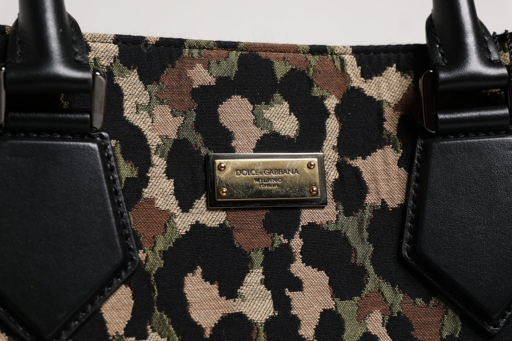 Dolce &amp; Gabbana – Mehrfarbige Einkaufstasche mit Leopardenmuster und Schultertasche