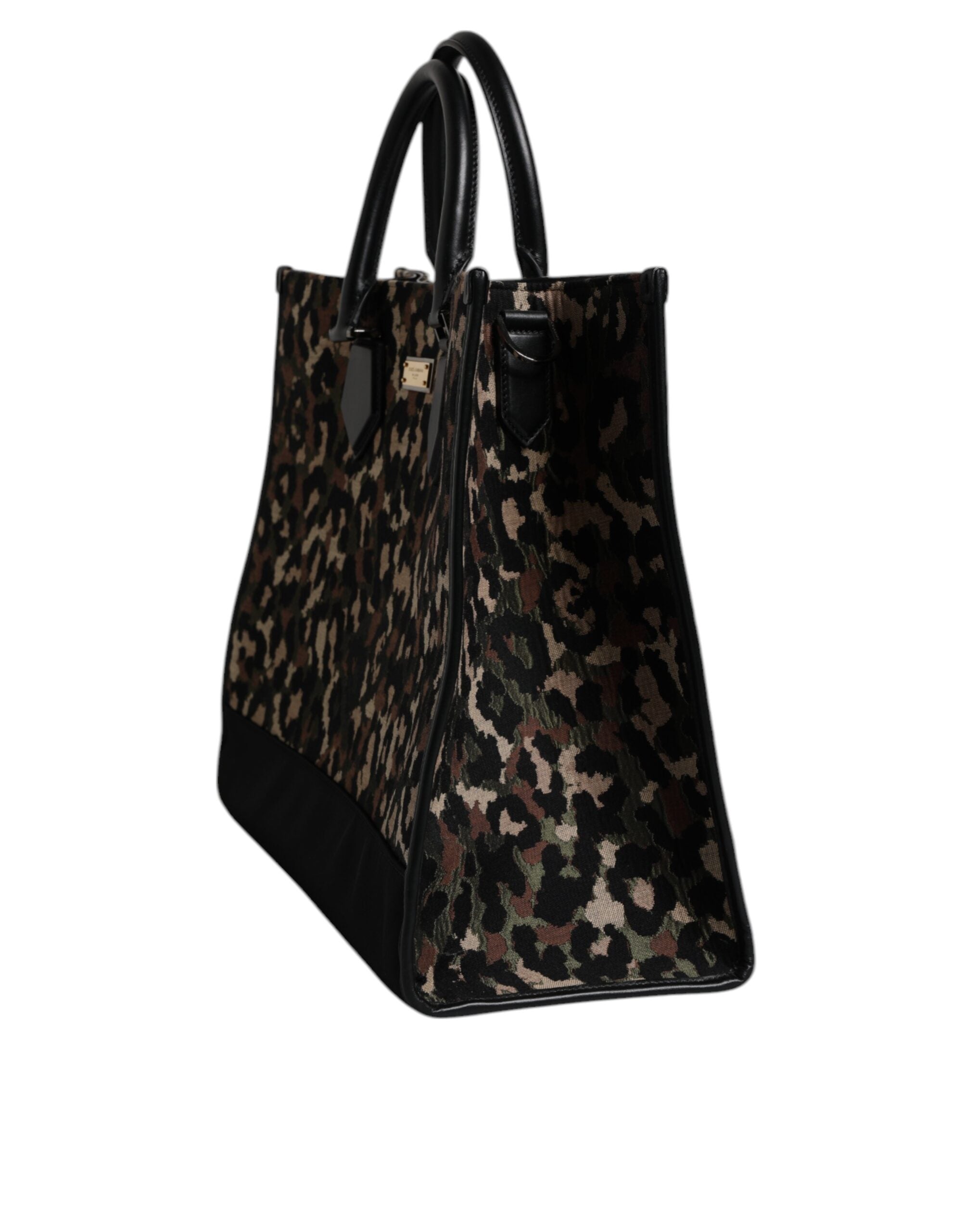 Dolce &amp; Gabbana – Mehrfarbige Einkaufstasche mit Leopardenmuster und Schultertasche
