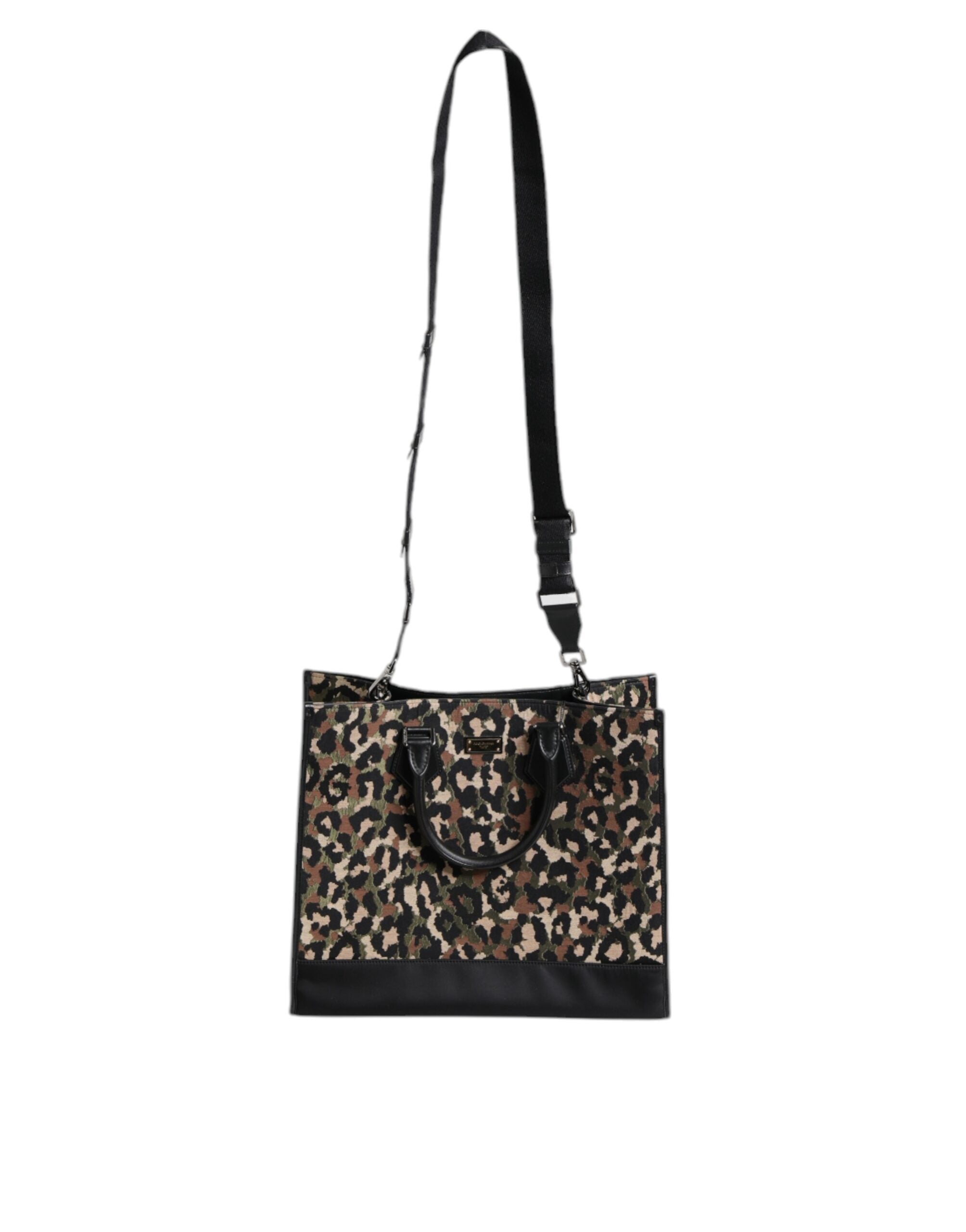 Dolce &amp; Gabbana – Mehrfarbige Einkaufstasche mit Leopardenmuster und Schultertasche