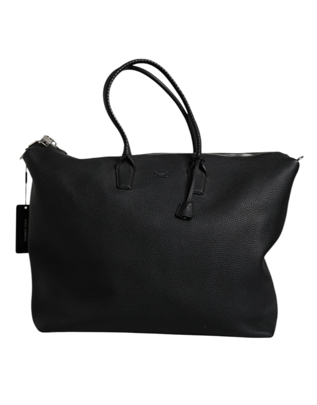 Dolce &amp; Gabbana – Reisetasche aus schwarzem Kalbsleder mit Schulterriemen