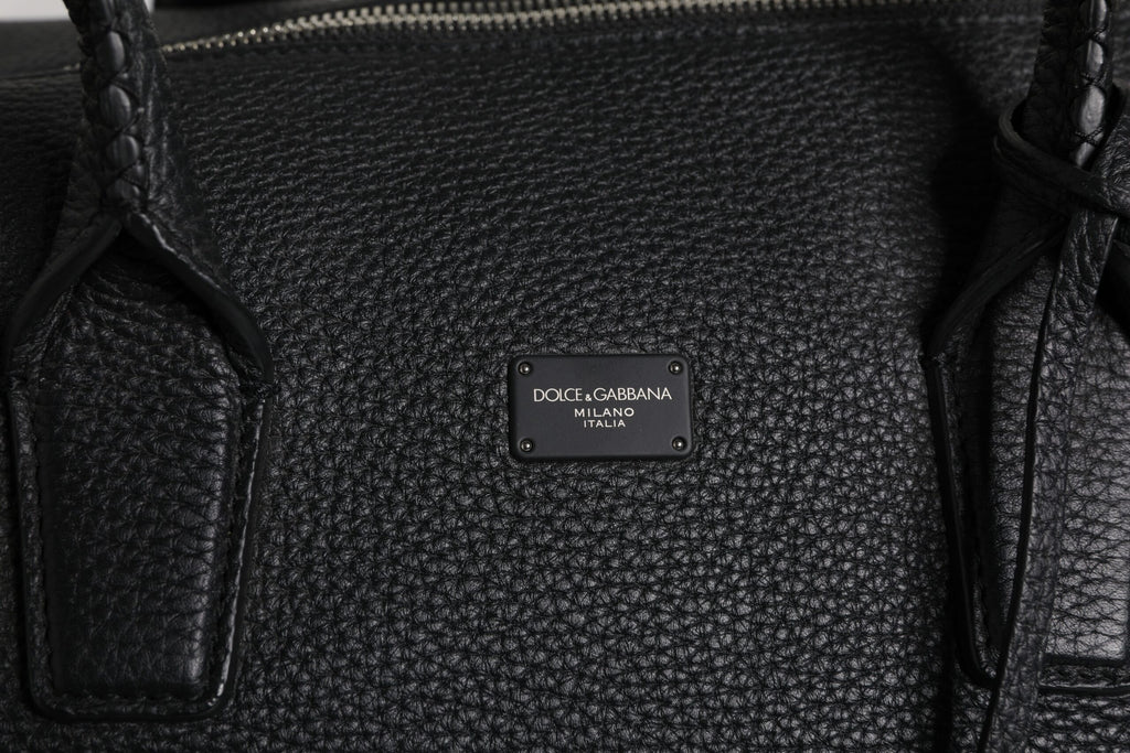 Dolce &amp; Gabbana – Reisetasche aus schwarzem Kalbsleder mit Schulterriemen