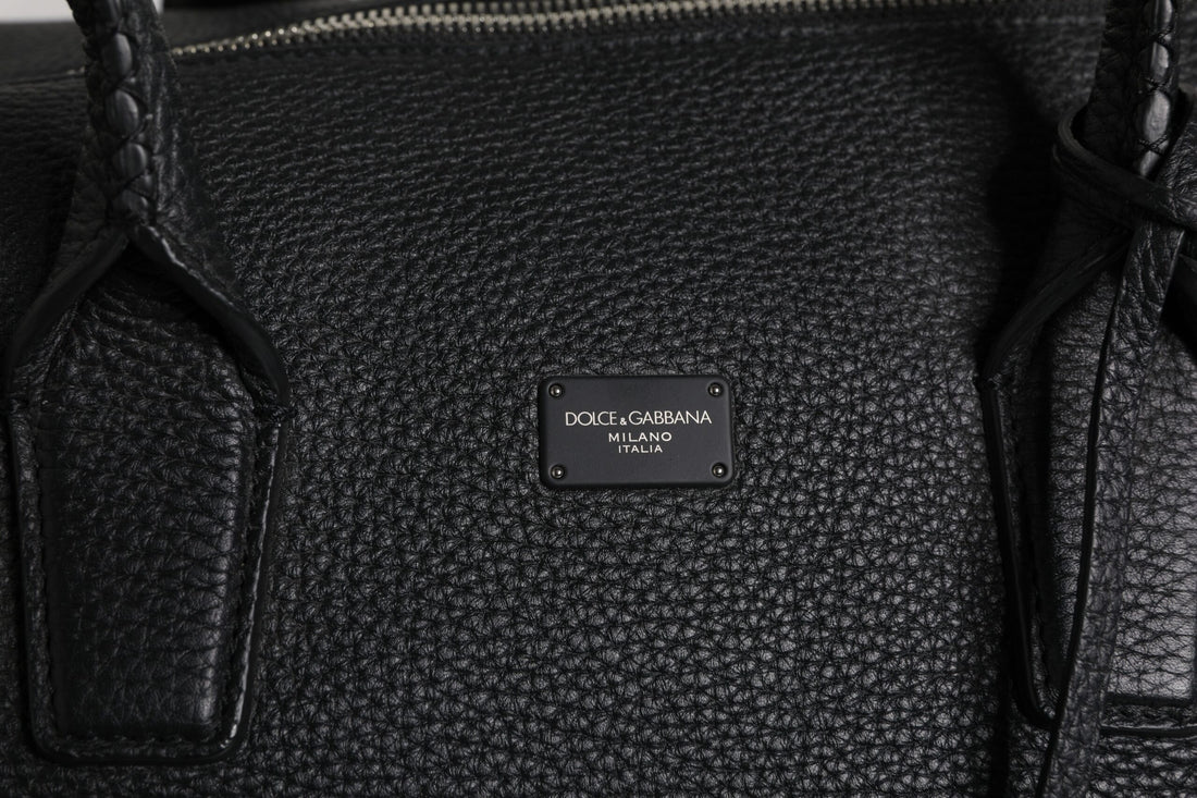 Dolce &amp; Gabbana – Reisetasche aus schwarzem Kalbsleder mit Schulterriemen