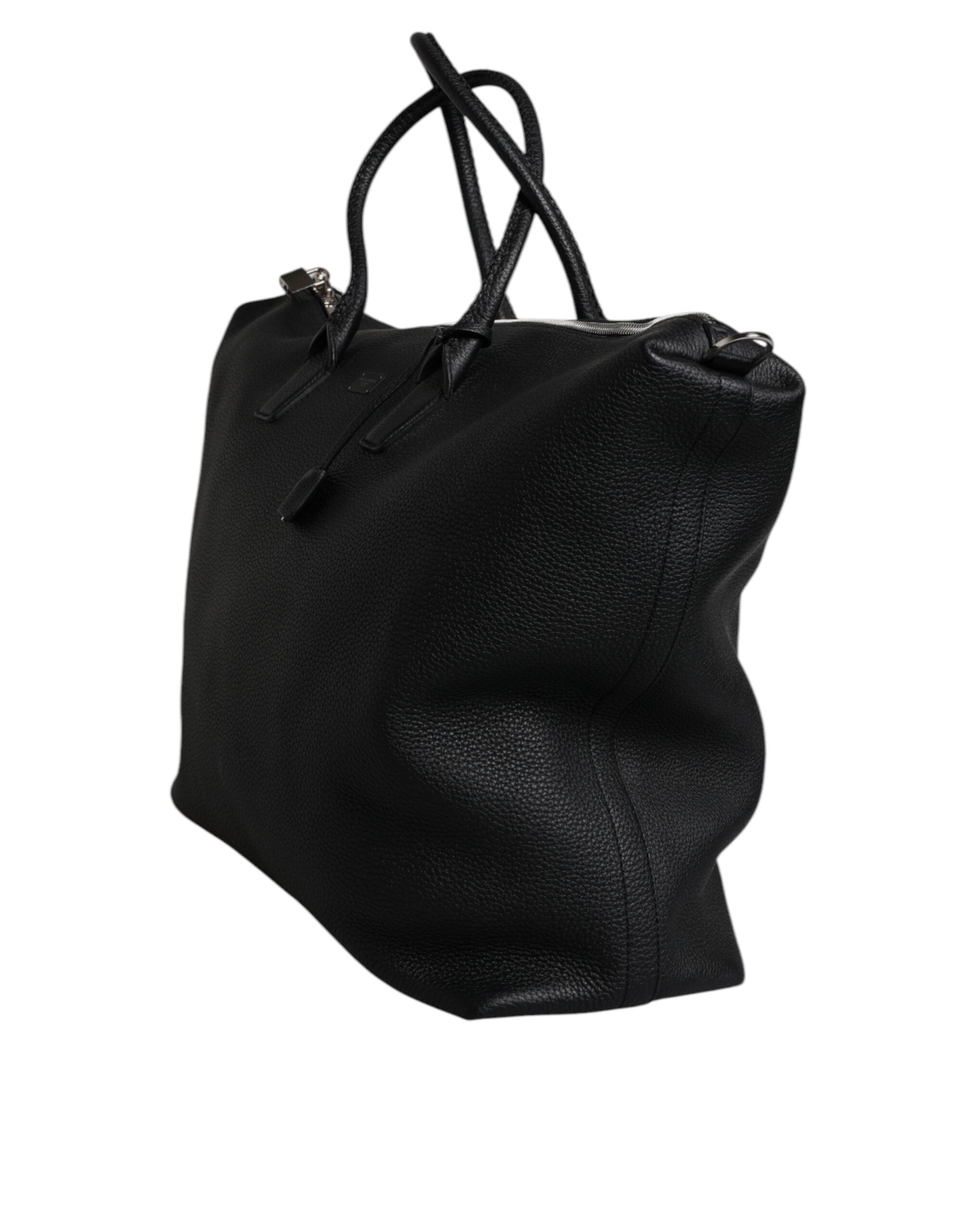 Dolce &amp; Gabbana – Reisetasche aus schwarzem Kalbsleder mit Schulterriemen
