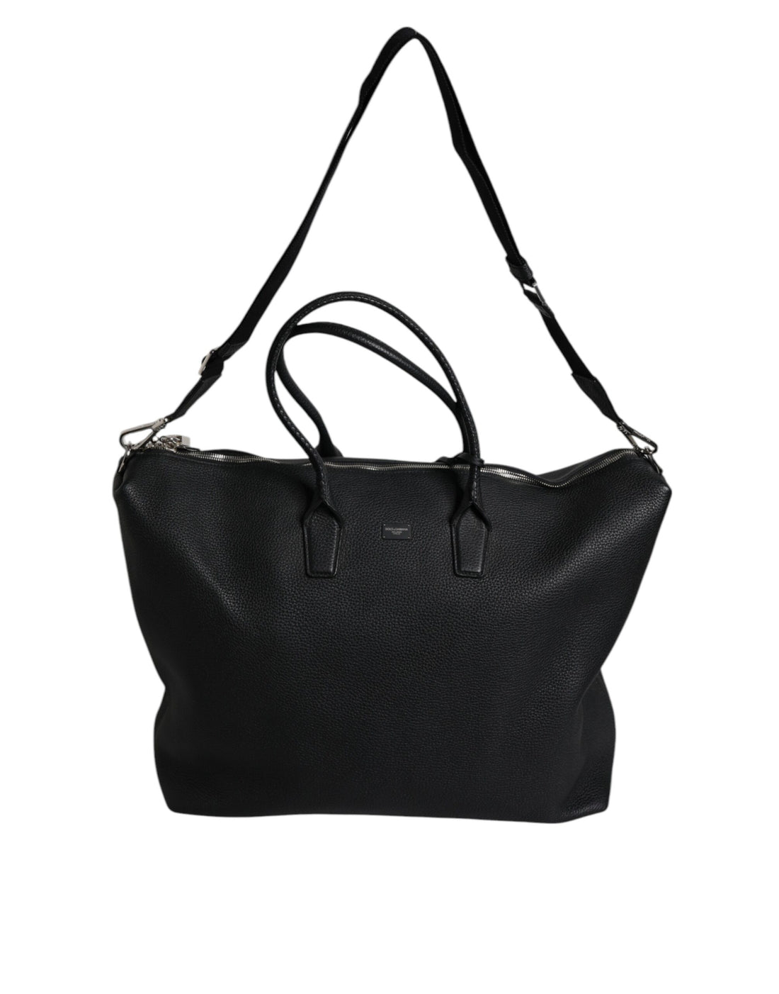 Dolce &amp; Gabbana – Reisetasche aus schwarzem Kalbsleder mit Schulterriemen