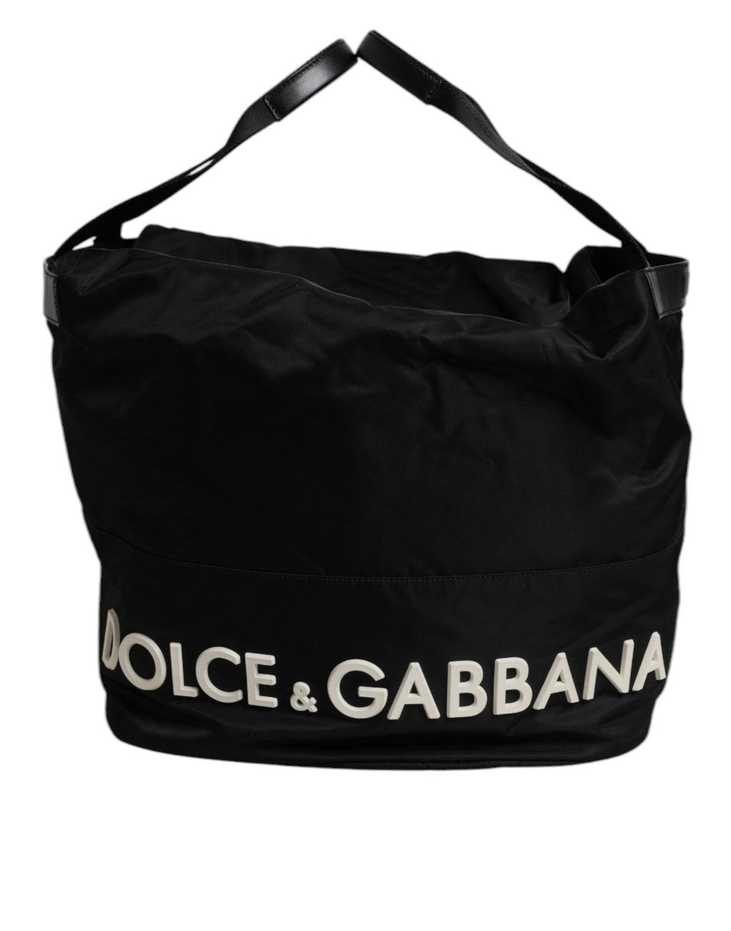 Dolce &amp; Gabbana – Schultertasche aus schwarzem Nylon mit weißem Logo
