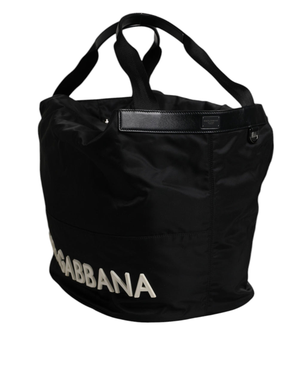 Dolce &amp; Gabbana – Schultertasche aus schwarzem Nylon mit weißem Logo