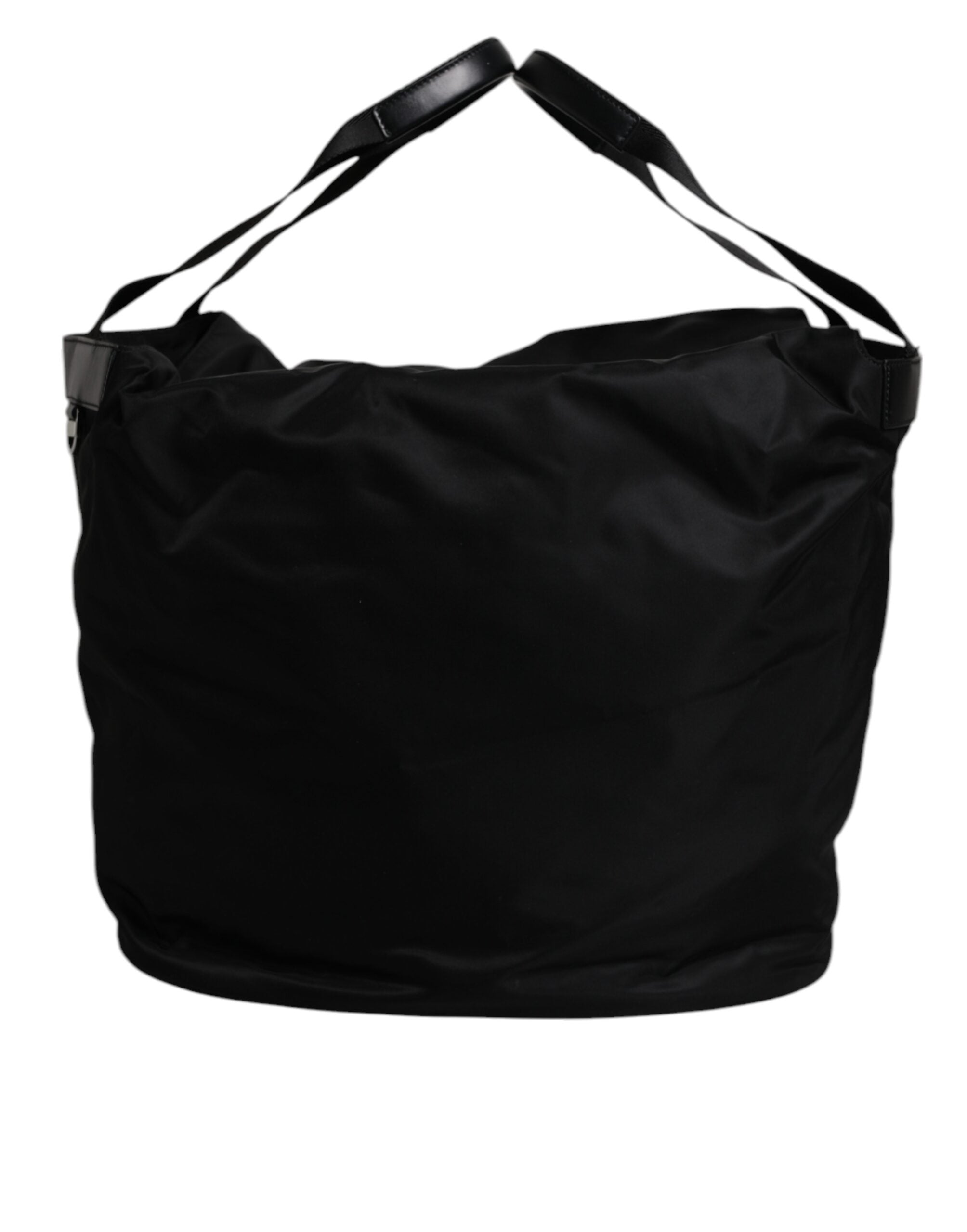 Dolce &amp; Gabbana – Schultertasche aus schwarzem Nylon mit weißem Logo