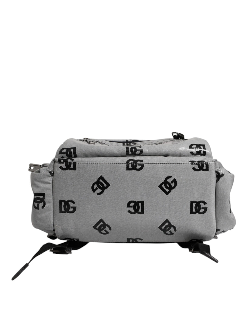 Dolce &amp; Gabbana Polyester Grau Schwarz DG Logo Plakette Rucksack Tasche