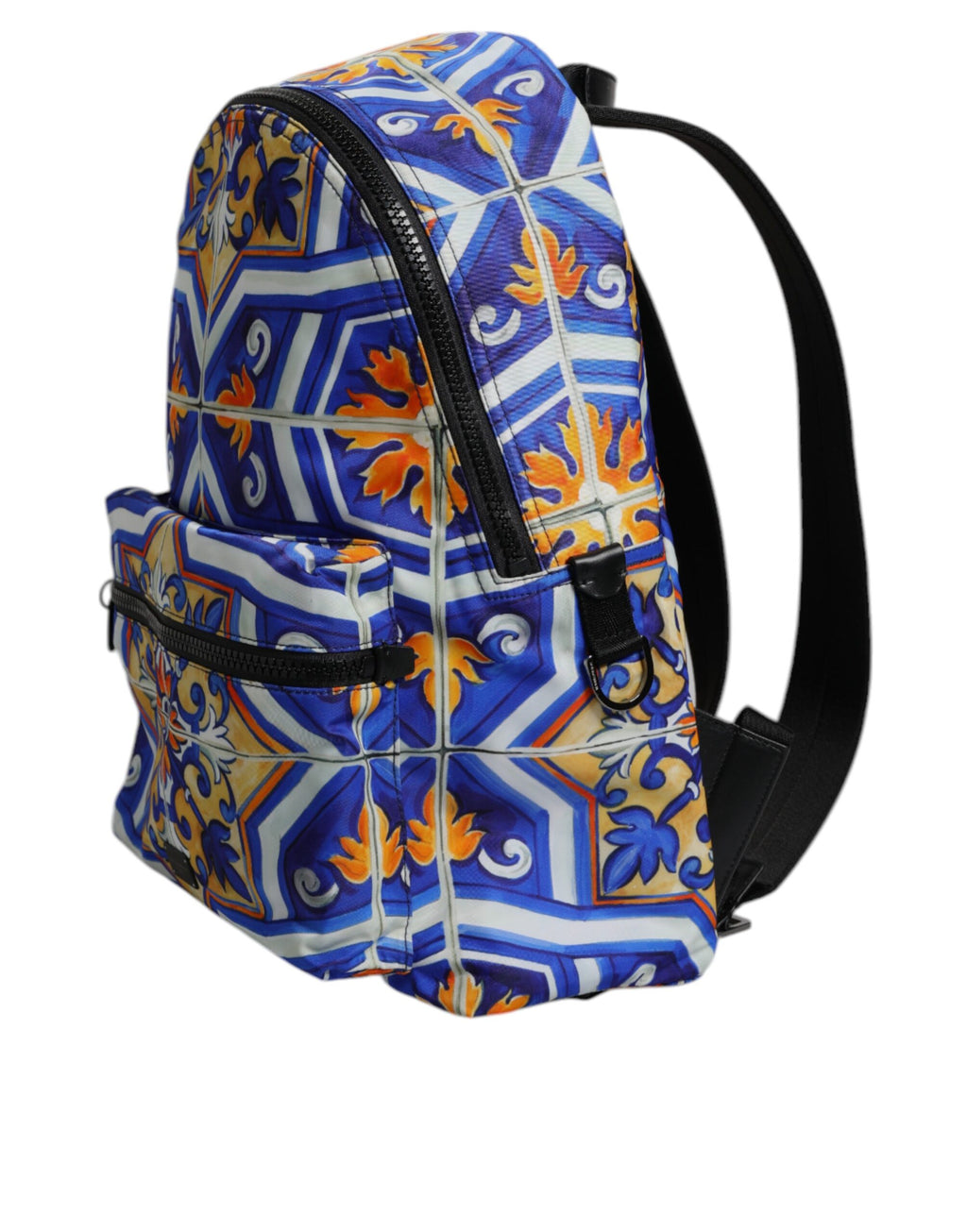 Dolce &amp; Gabbana Reiserucksack aus Nylon mit mehrfarbigem Majolika-Print