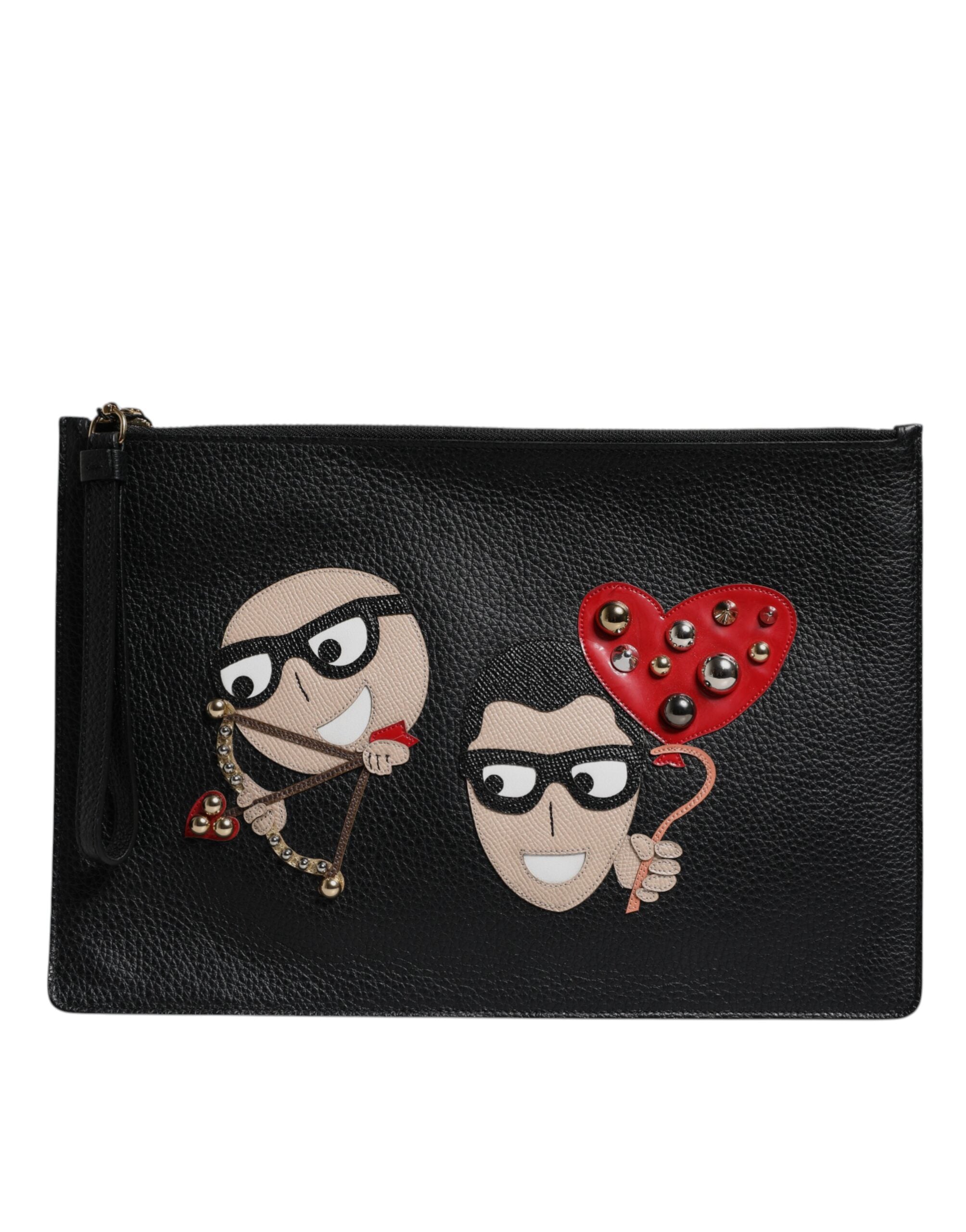 Dolce &amp; Gabbana Schwarze #DGFamily Clutch aus verziertem Leder