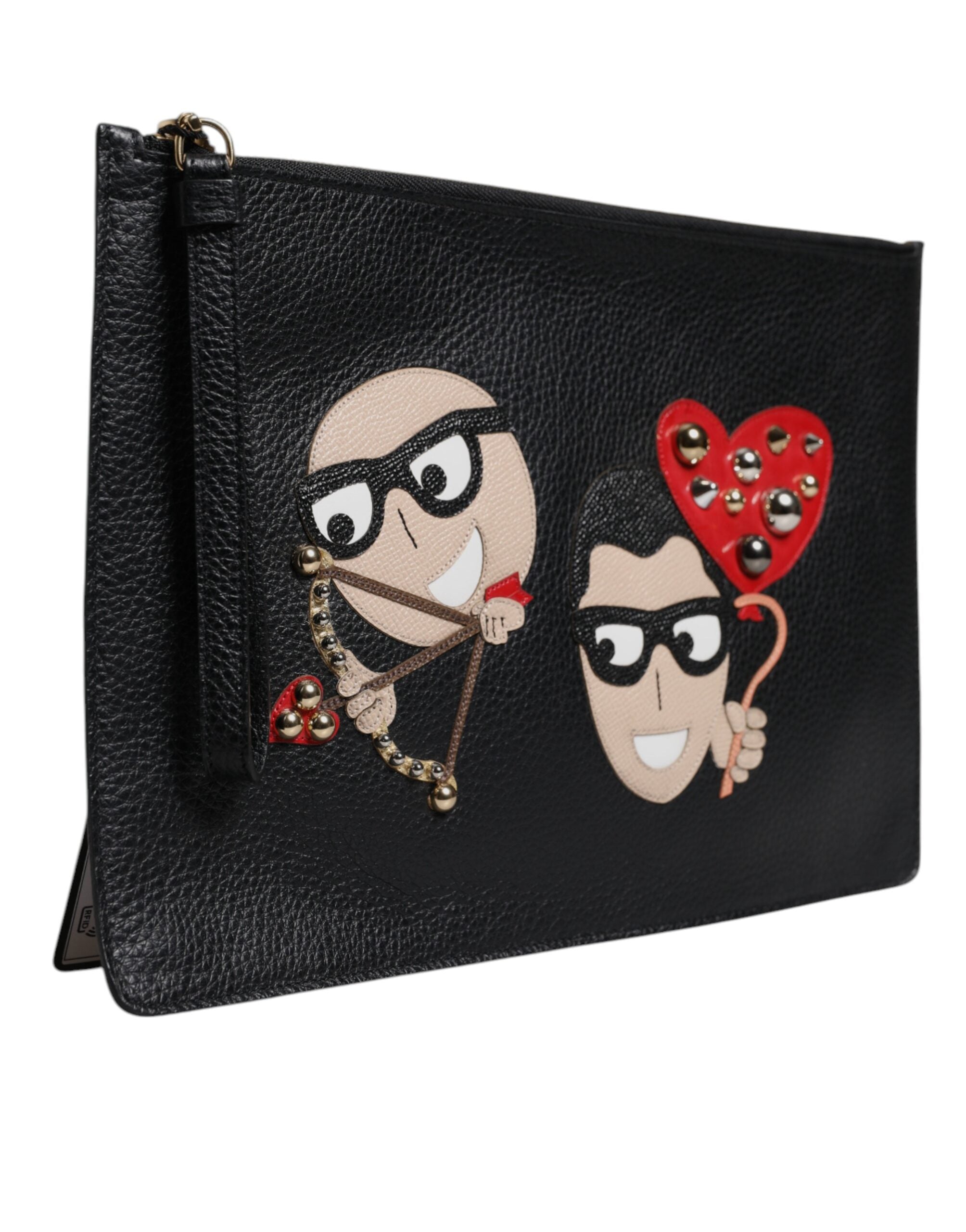 Dolce &amp; Gabbana Schwarze #DGFamily Clutch aus verziertem Leder
