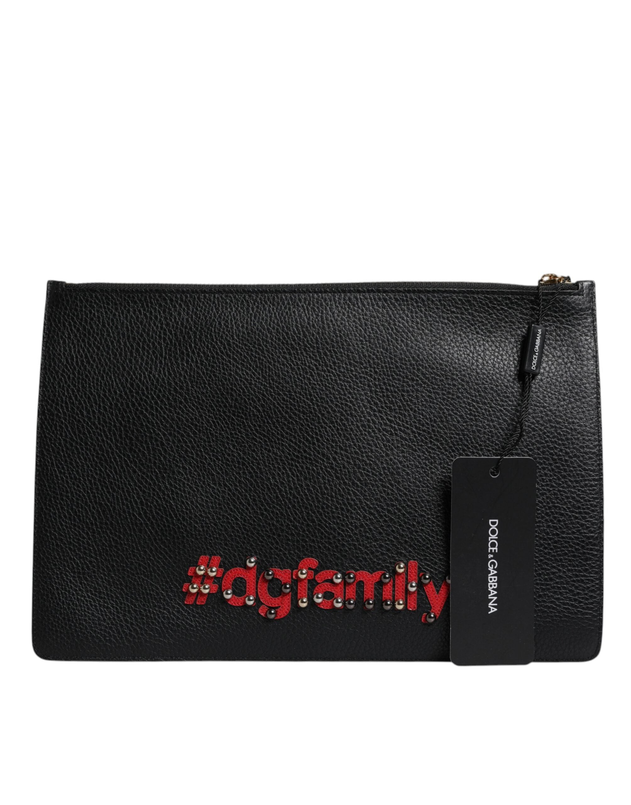 Dolce &amp; Gabbana Schwarze #DGFamily Clutch aus verziertem Leder