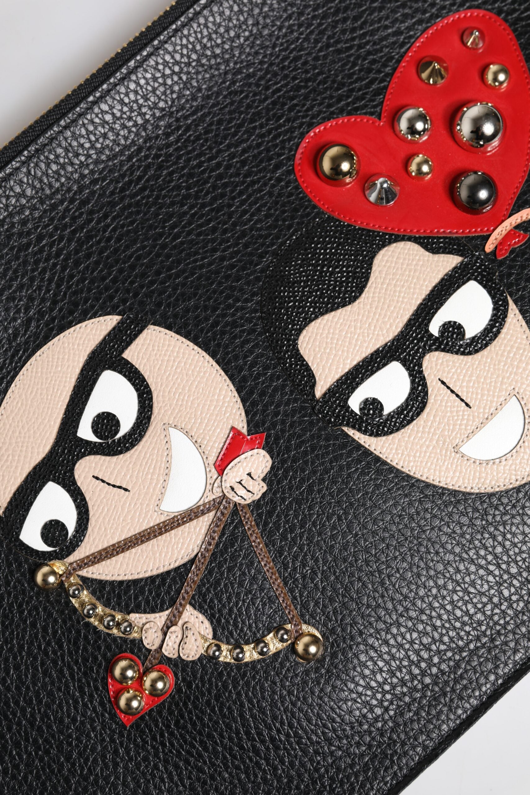 Dolce &amp; Gabbana Schwarze #DGFamily Clutch aus verziertem Leder
