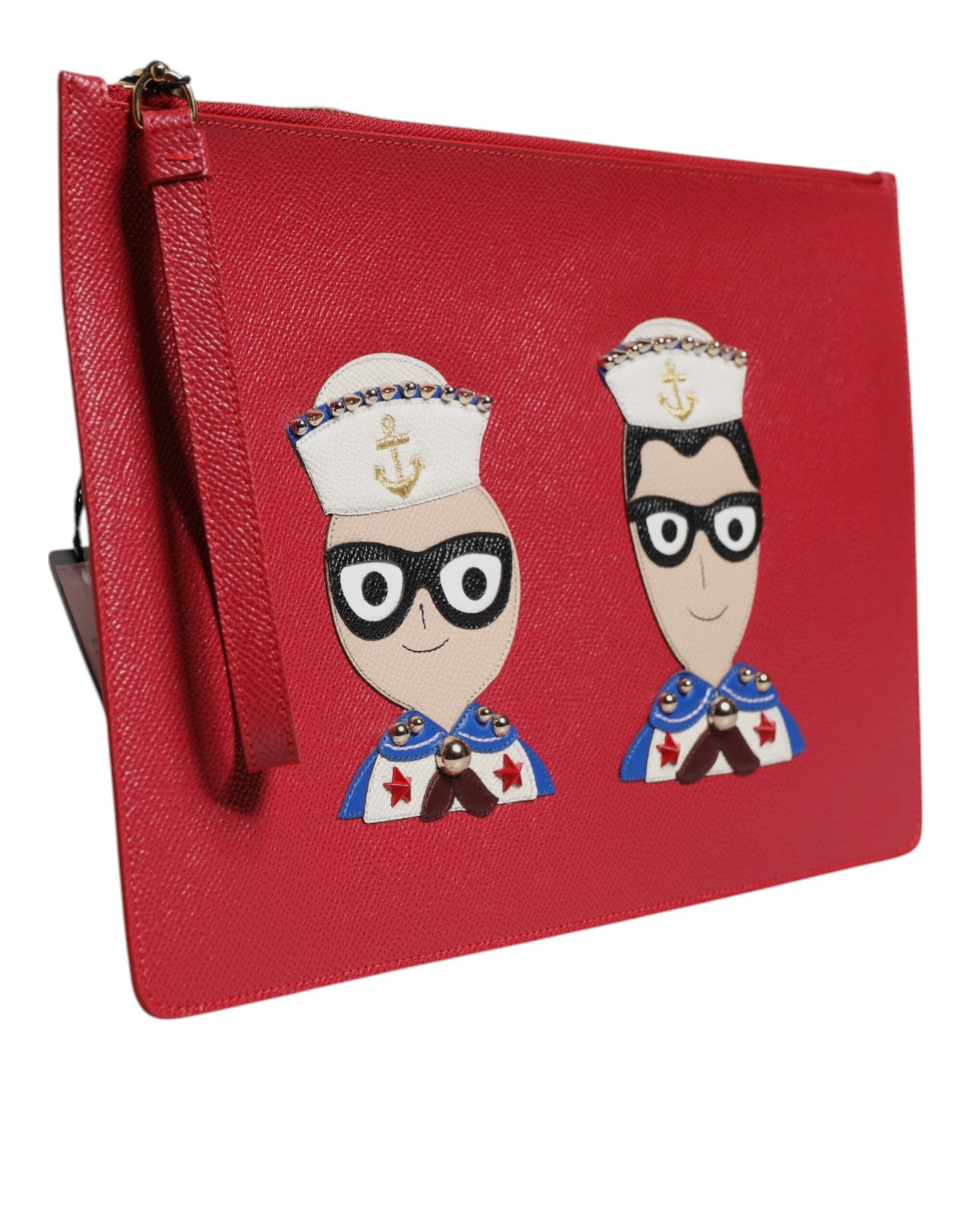 Dolce &amp; Gabbana Rote #DGFamily verzierte Leder-Clutch