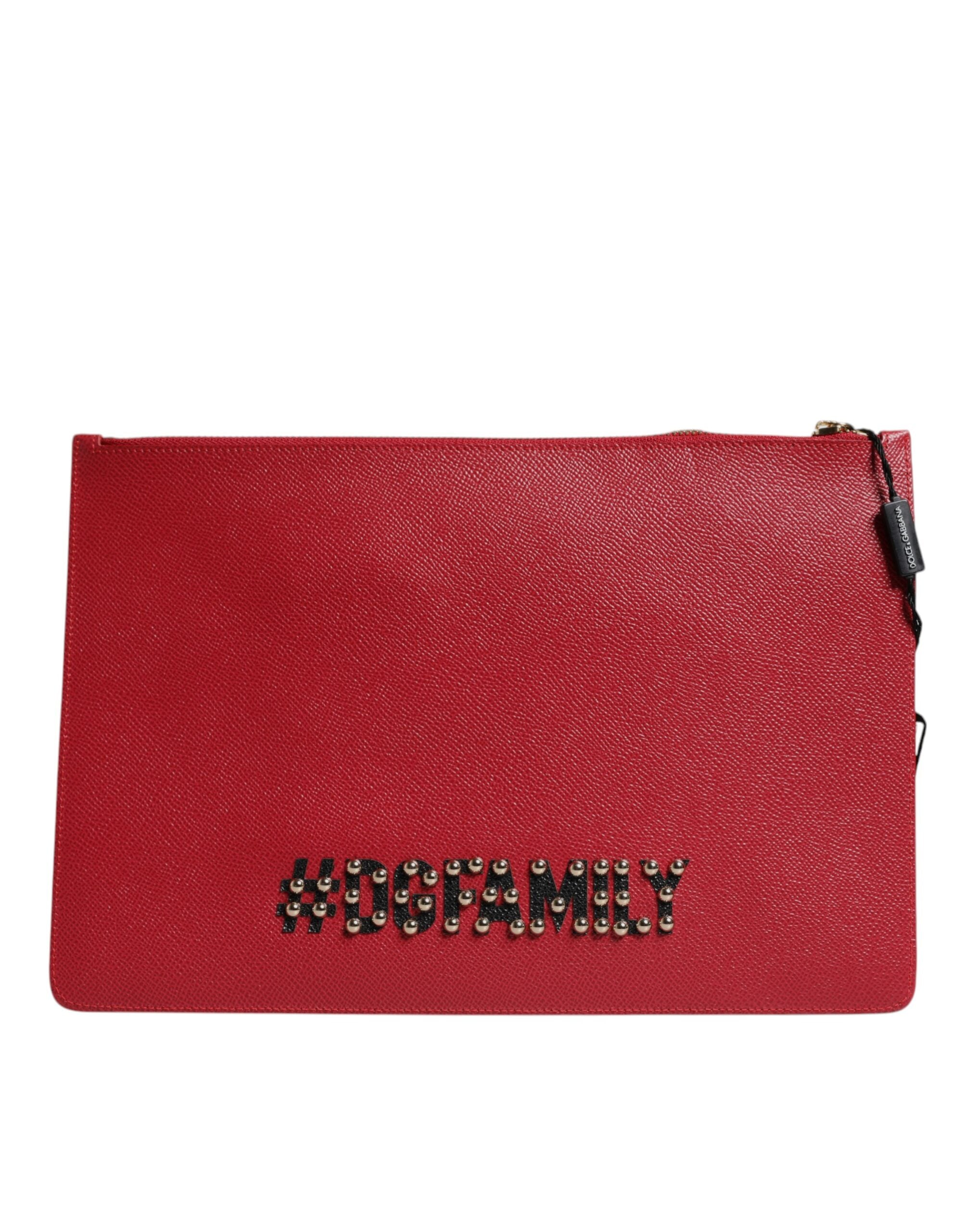 Dolce &amp; Gabbana Rote #DGFamily verzierte Leder-Clutch