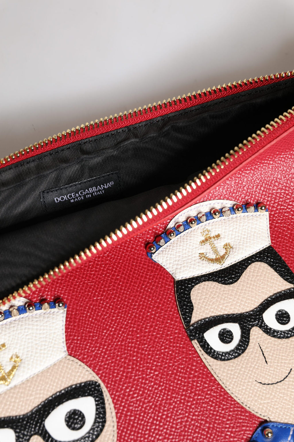 Dolce &amp; Gabbana Rote #DGFamily verzierte Leder-Clutch