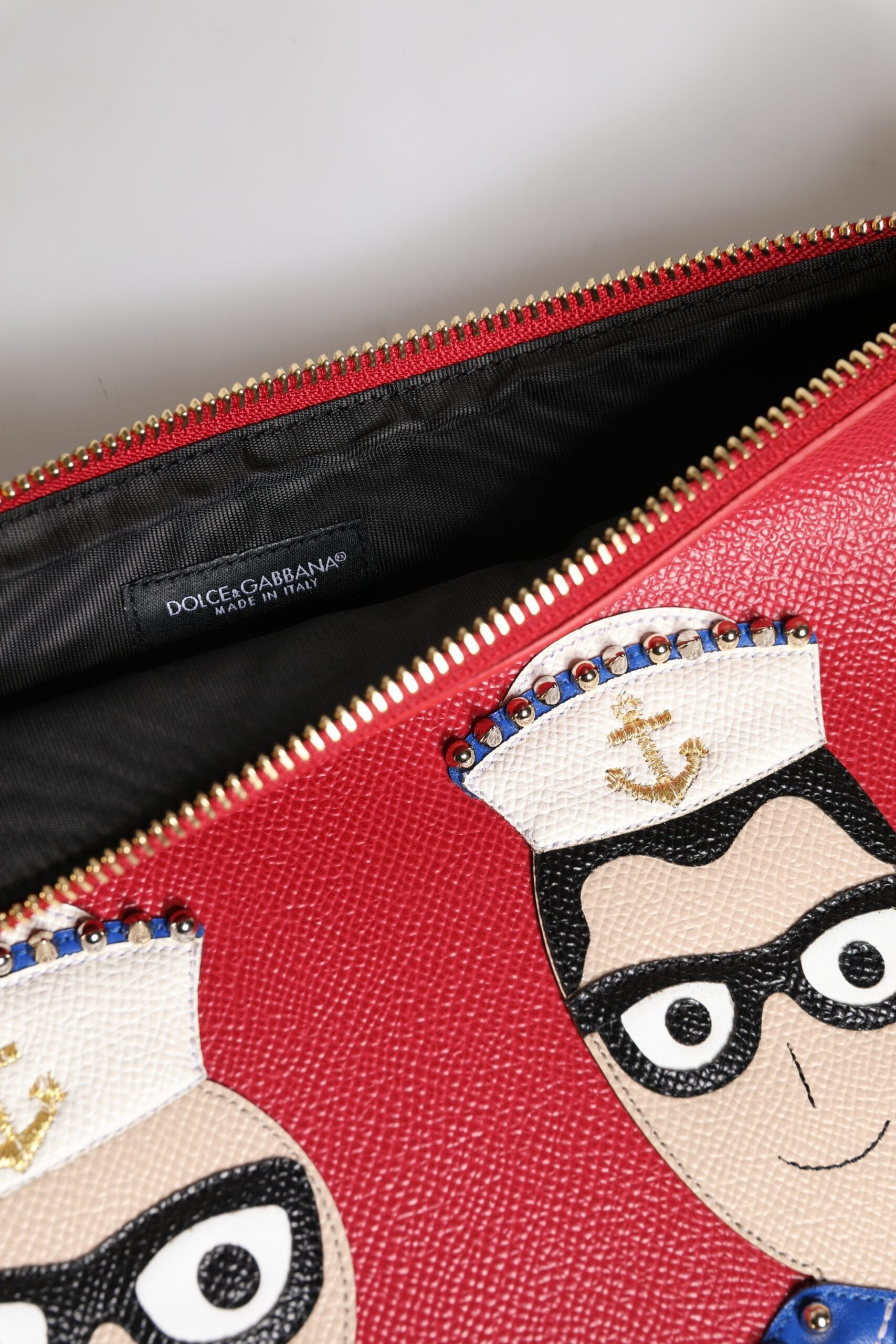 Dolce &amp; Gabbana Rote #DGFamily verzierte Leder-Clutch