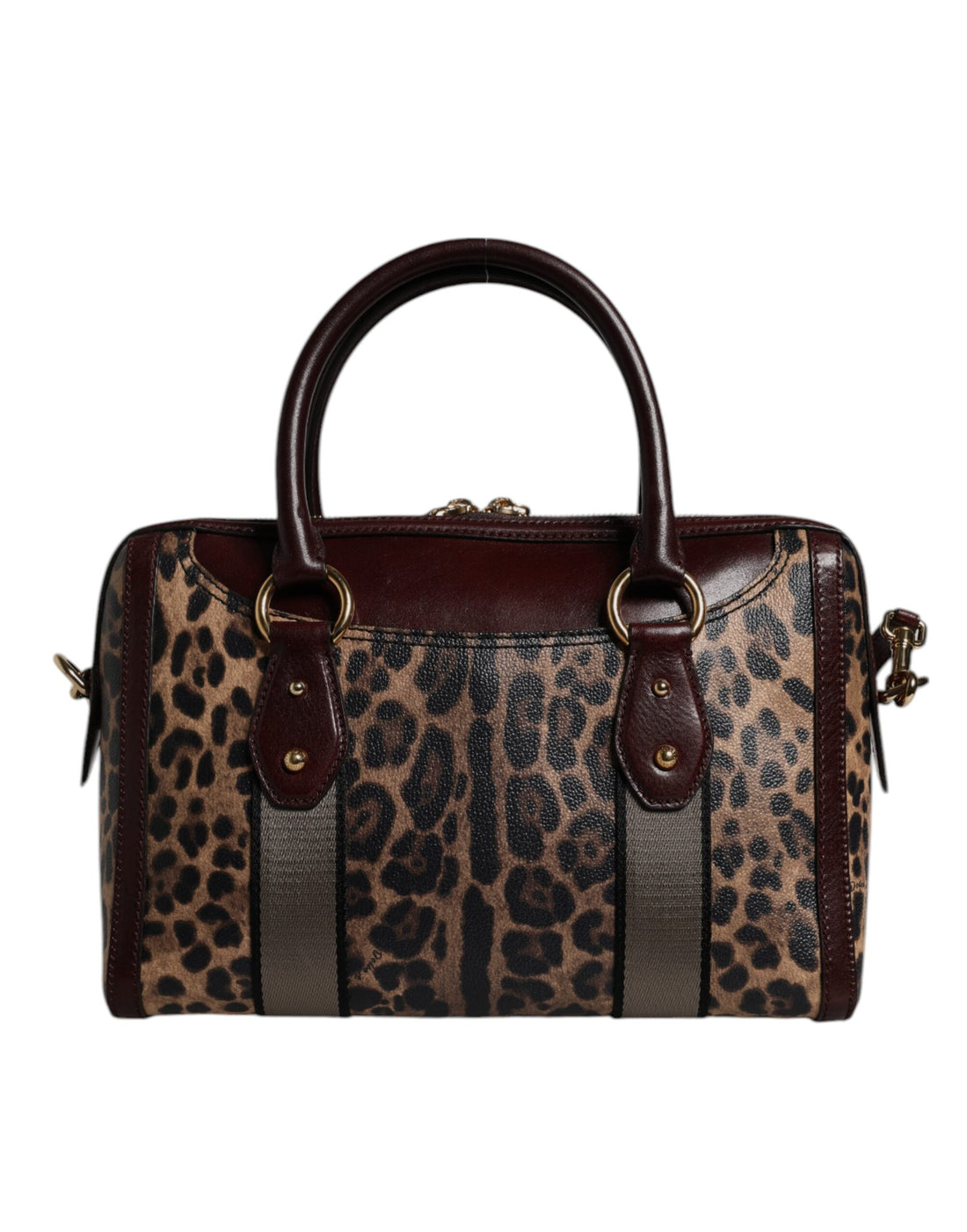 Dolce &amp; Gabbana – Reisetasche aus braunem Leder mit Leopardenmuster und Schultergurt