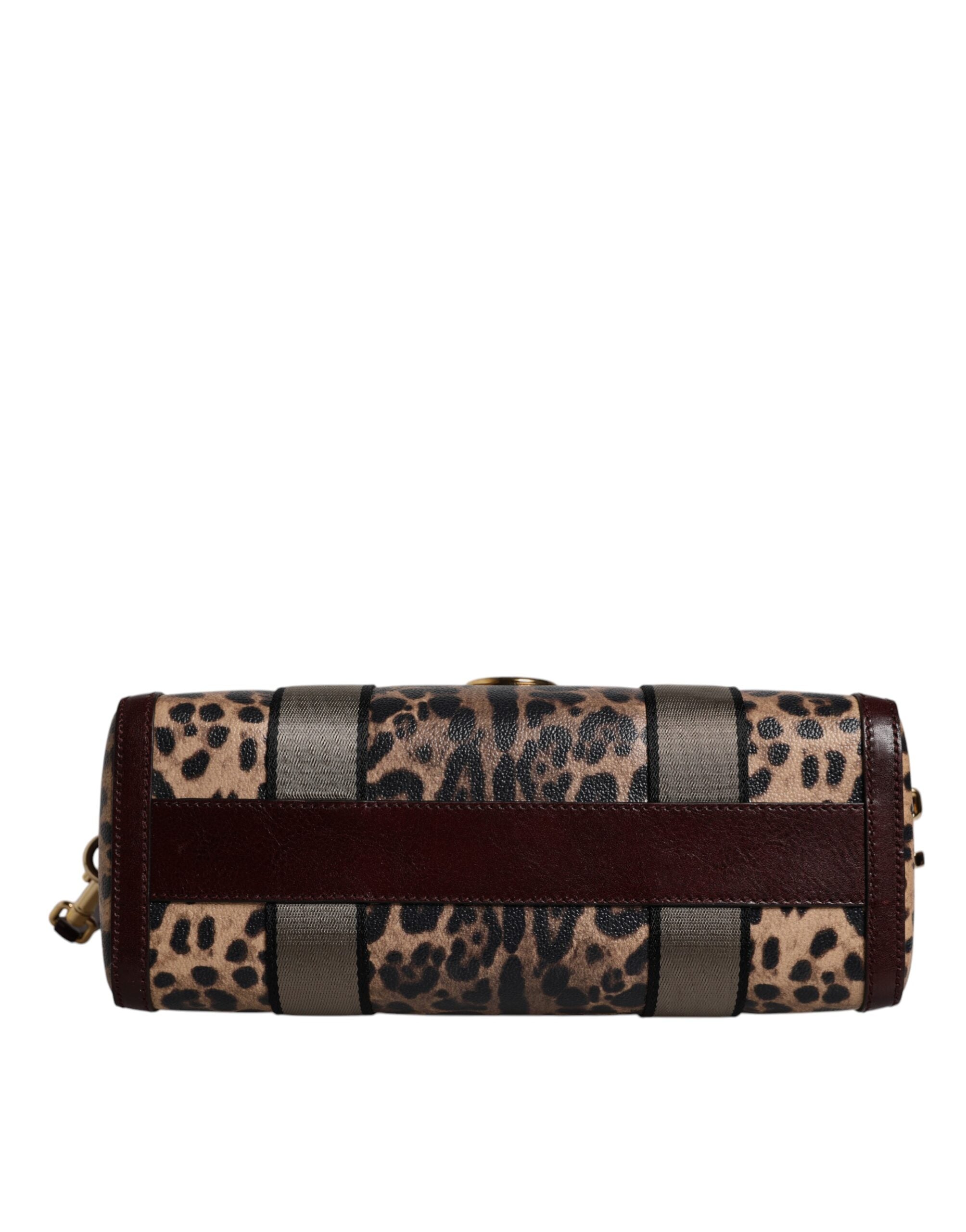 Dolce &amp; Gabbana – Reisetasche aus braunem Leder mit Leopardenmuster und Schultergurt
