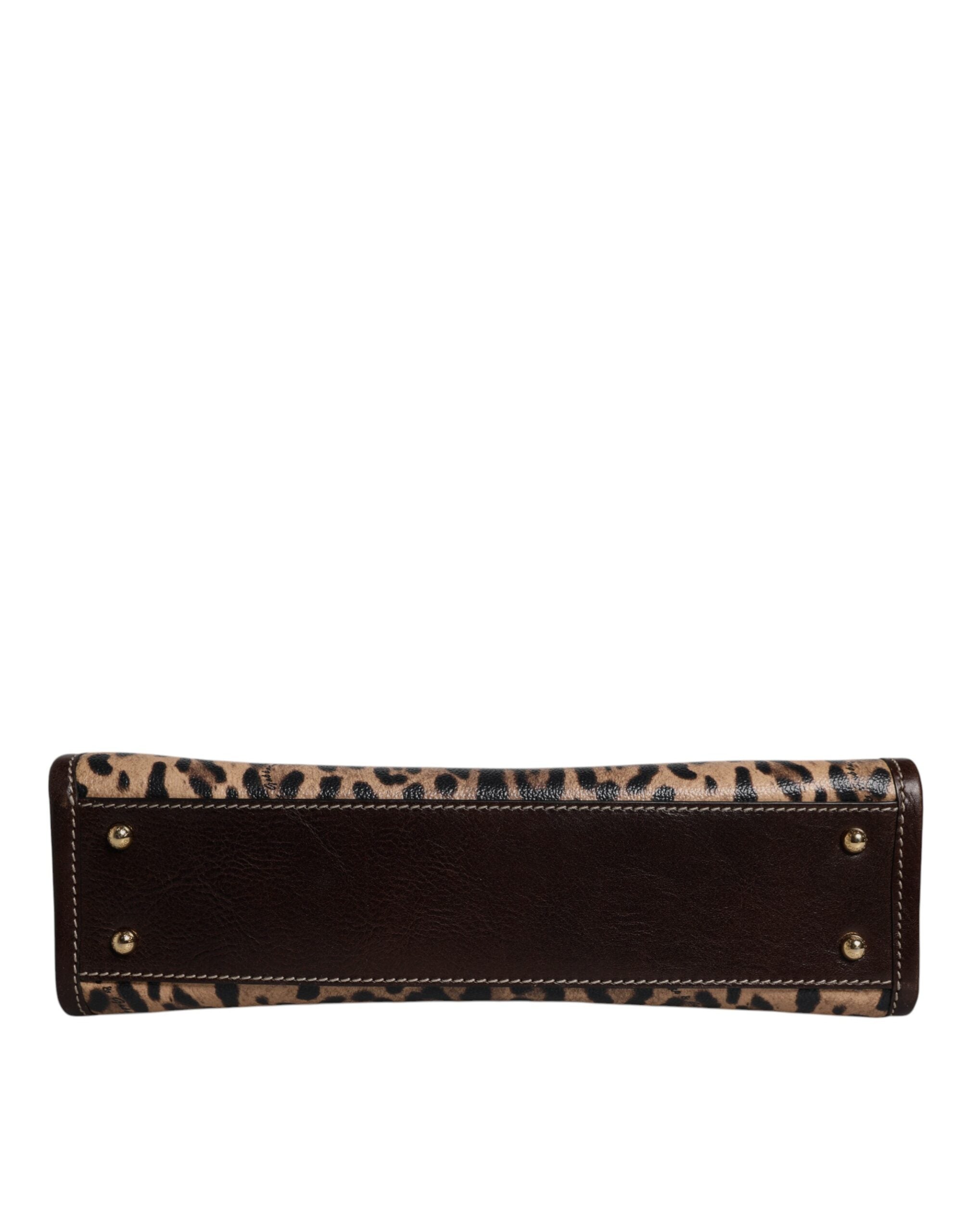Dolce &amp; Gabbana – Tragetasche aus braunem Leder mit Leopardenmuster und Schulterriemen