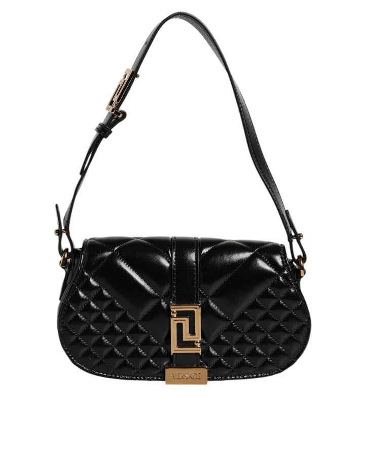 Versace – Gesteppte Schultertasche aus schwarzem Kalbsleder