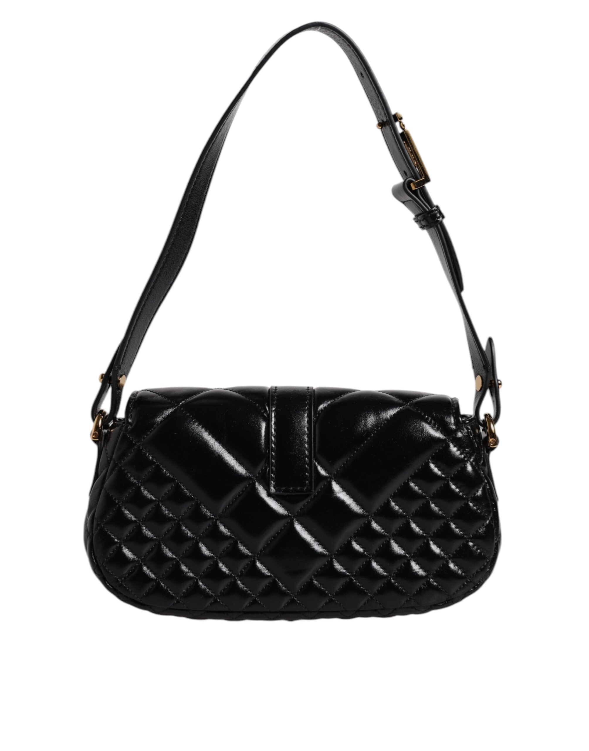 Versace – Gesteppte Schultertasche aus schwarzem Kalbsleder