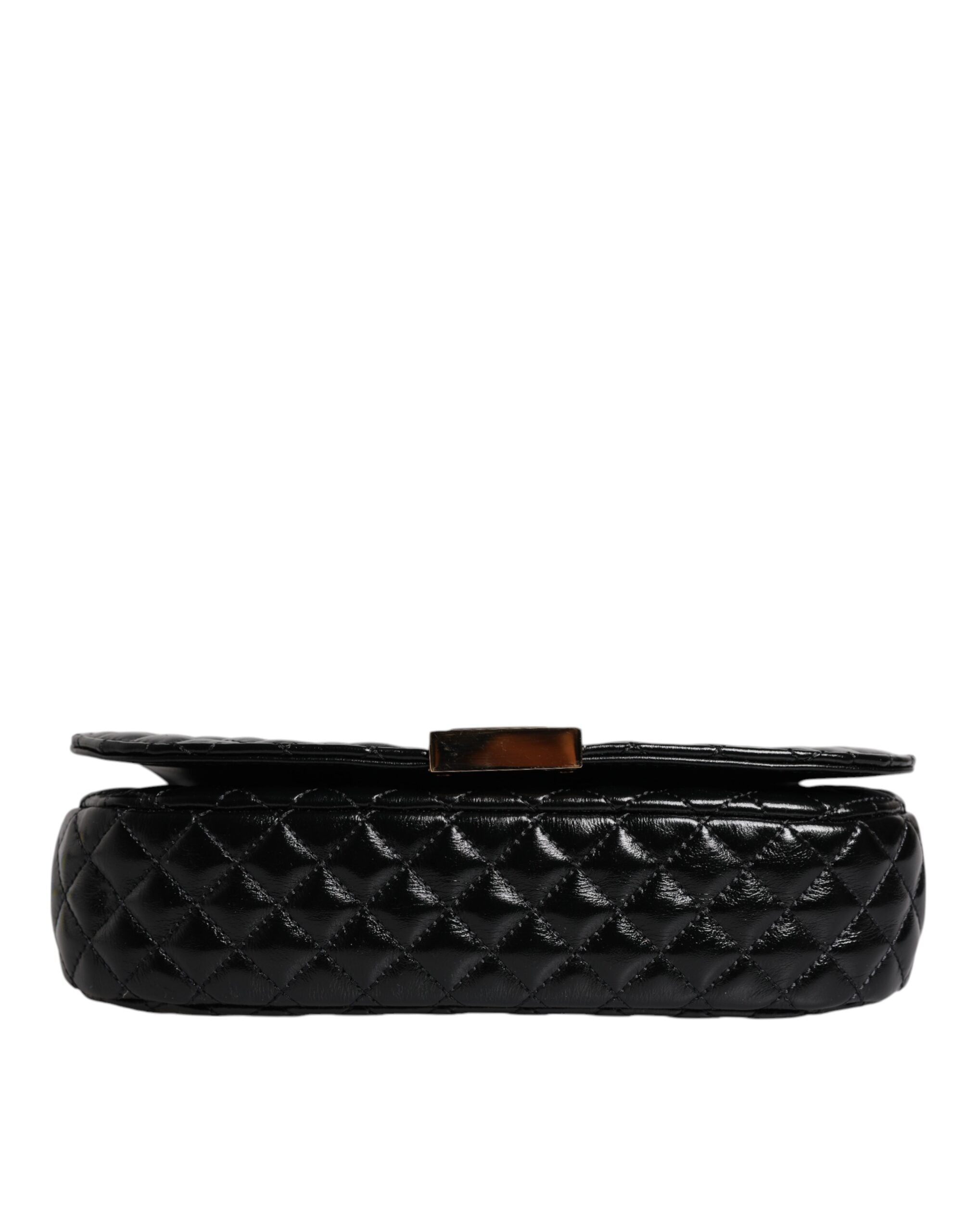 Versace – Gesteppte Schultertasche aus schwarzem Kalbsleder