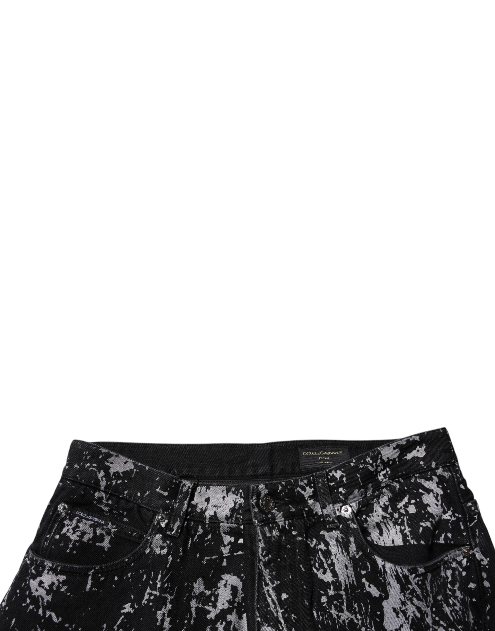 Dolce &amp; Gabbana – Schwarze, gerade geschnittene Baumwolljeans mit Batikmuster für Herren