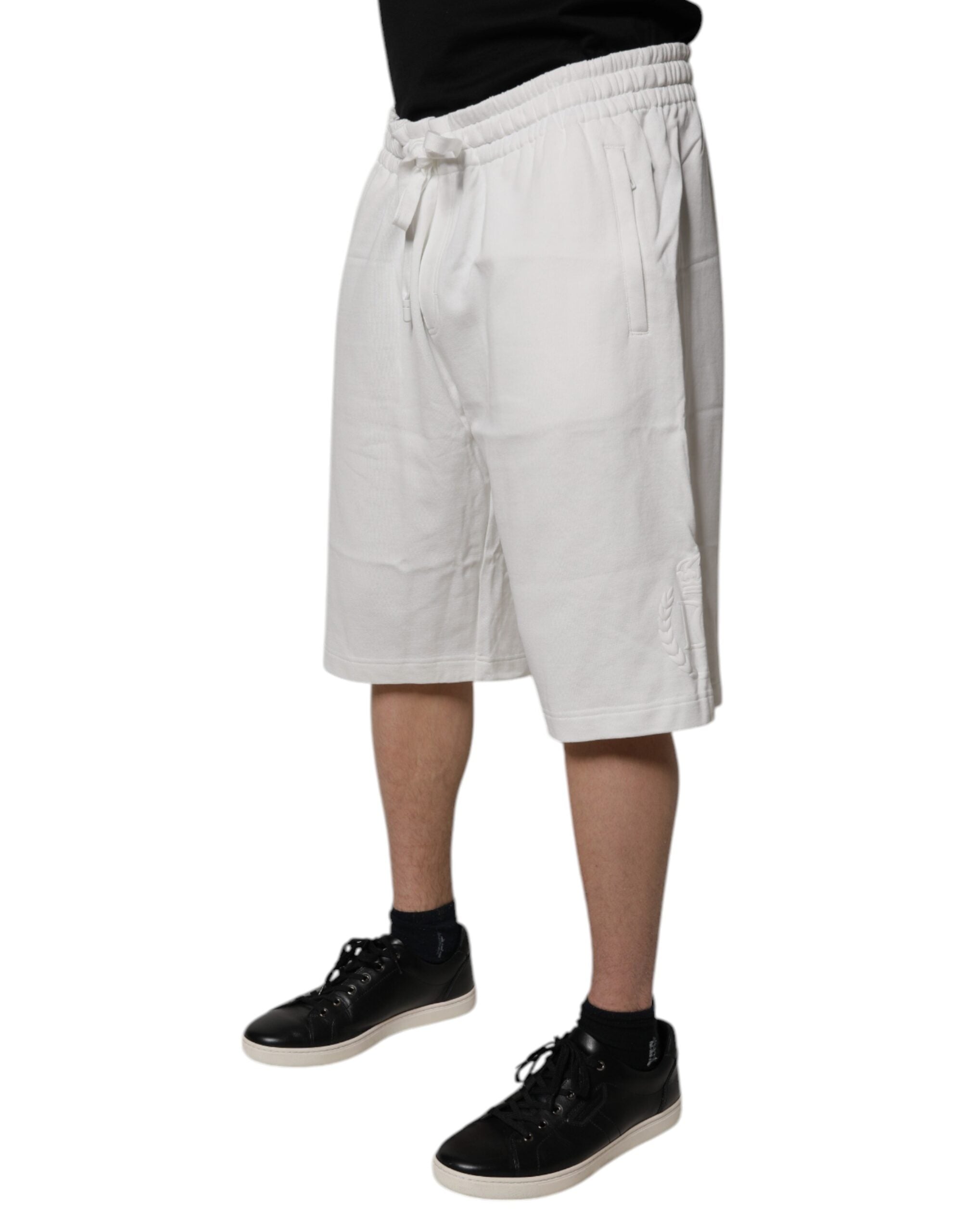 Dolce &amp; Gabbana Weiße Baumwoll-Sweatshorts Herren Bermudashorts
