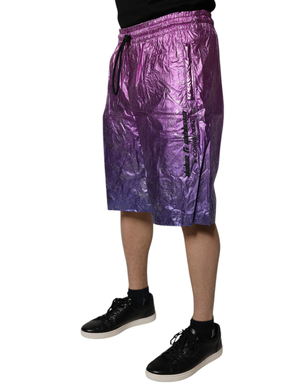 Dolce &amp; Gabbana – Zweifarbige Bermuda-Shorts in Metallic-Pink-Lila