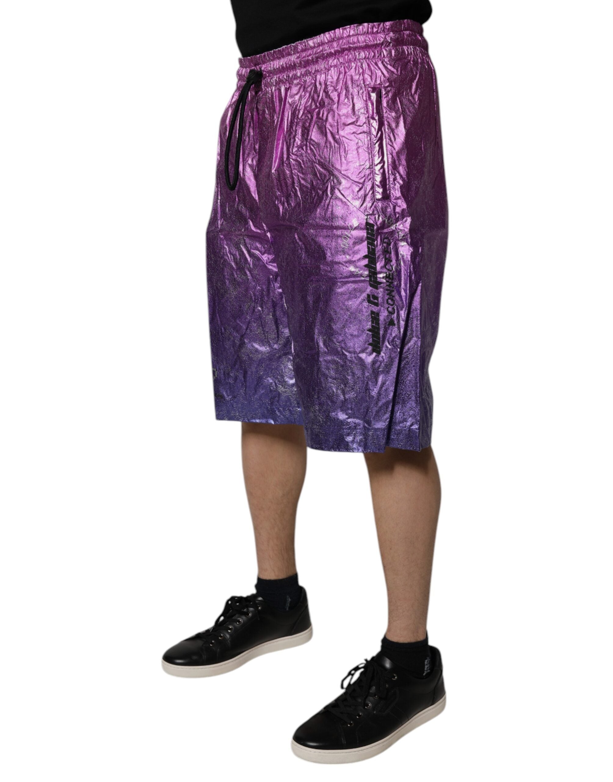 Dolce &amp; Gabbana – Zweifarbige Bermuda-Shorts in Metallic-Pink-Lila