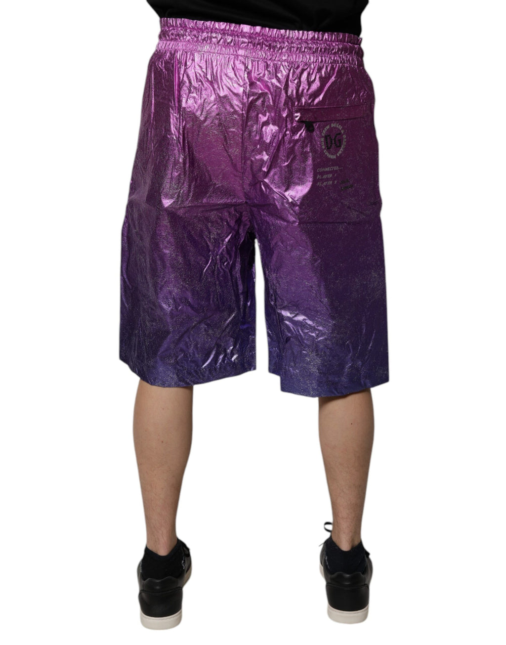 Dolce &amp; Gabbana – Zweifarbige Bermuda-Shorts in Metallic-Pink-Lila