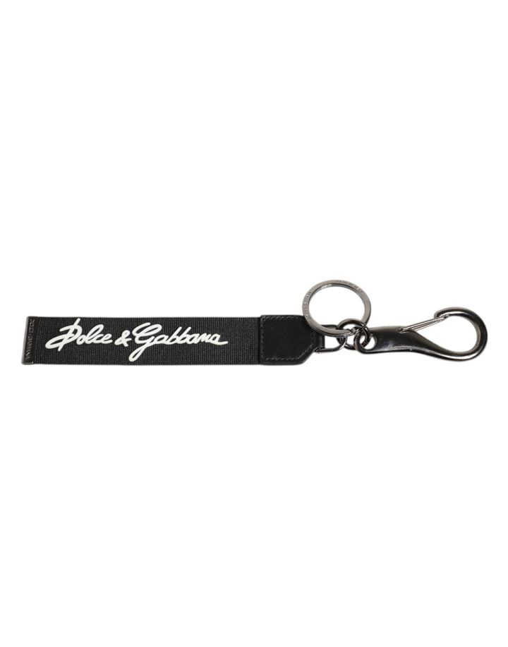 Dolce &amp; Gabbana Schwarz Weiß DG Logo Silber Männer Schlüsselanhänger Polyester Schlüsselanhänger