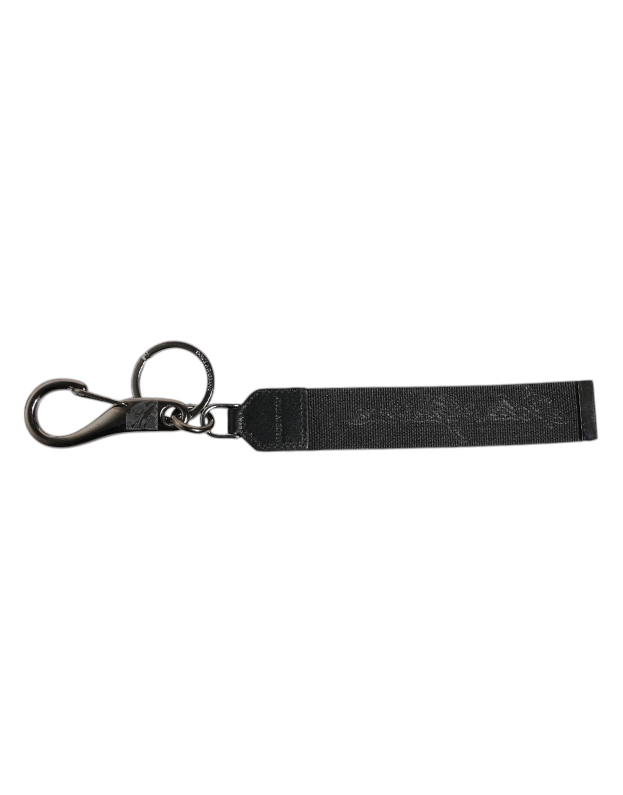 Dolce &amp; Gabbana Schwarz Weiß DG Logo Silber Männer Schlüsselanhänger Polyester Schlüsselanhänger