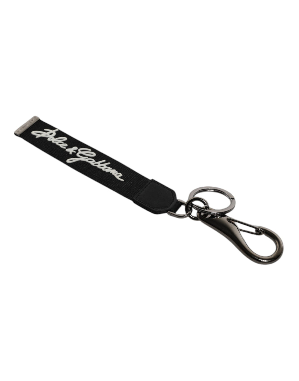 Dolce &amp; Gabbana Schwarz Weiß DG Logo Silber Männer Schlüsselanhänger Polyester Schlüsselanhänger