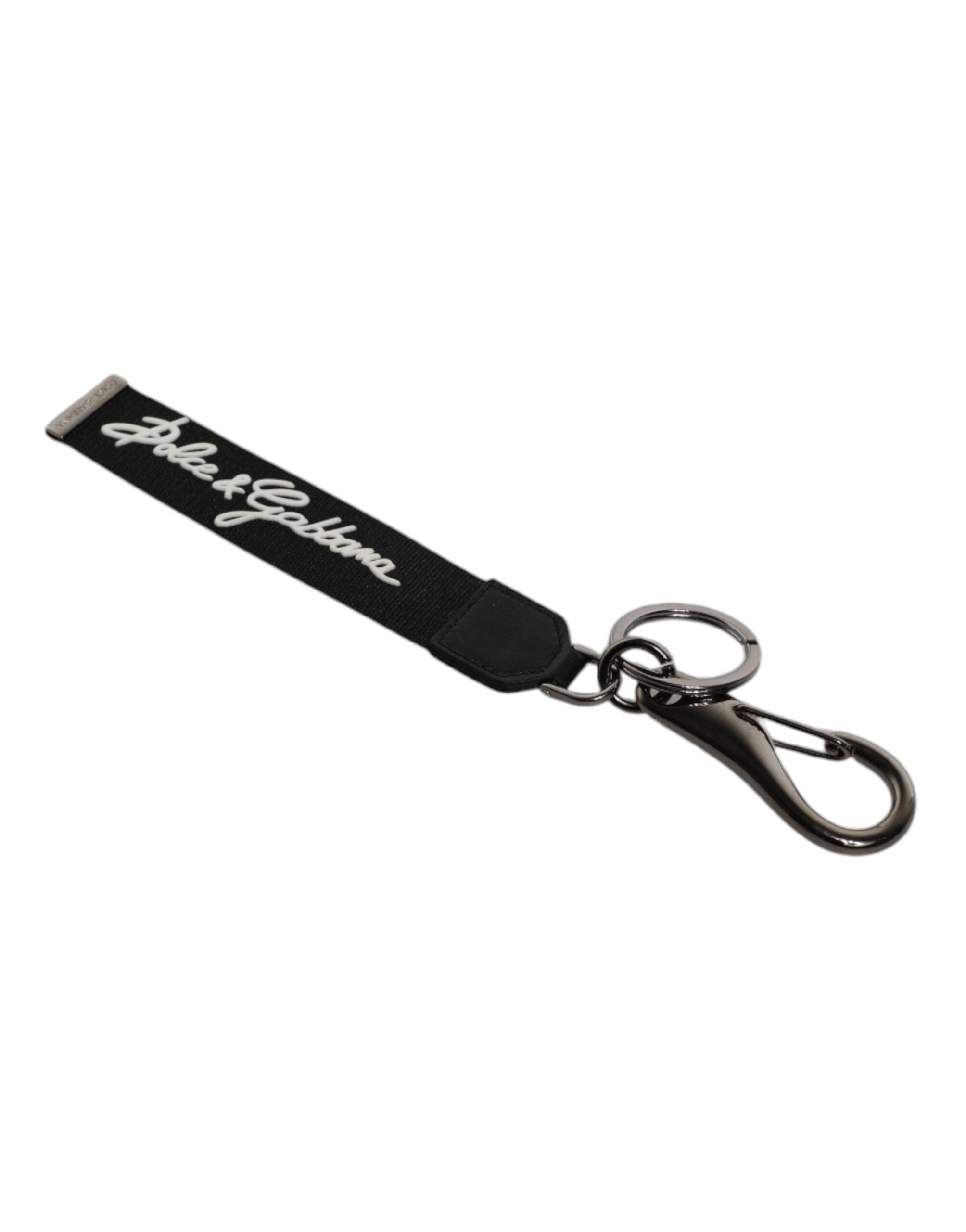 Dolce &amp; Gabbana Schwarz Weiß DG Logo Silber Männer Schlüsselanhänger Polyester Schlüsselanhänger