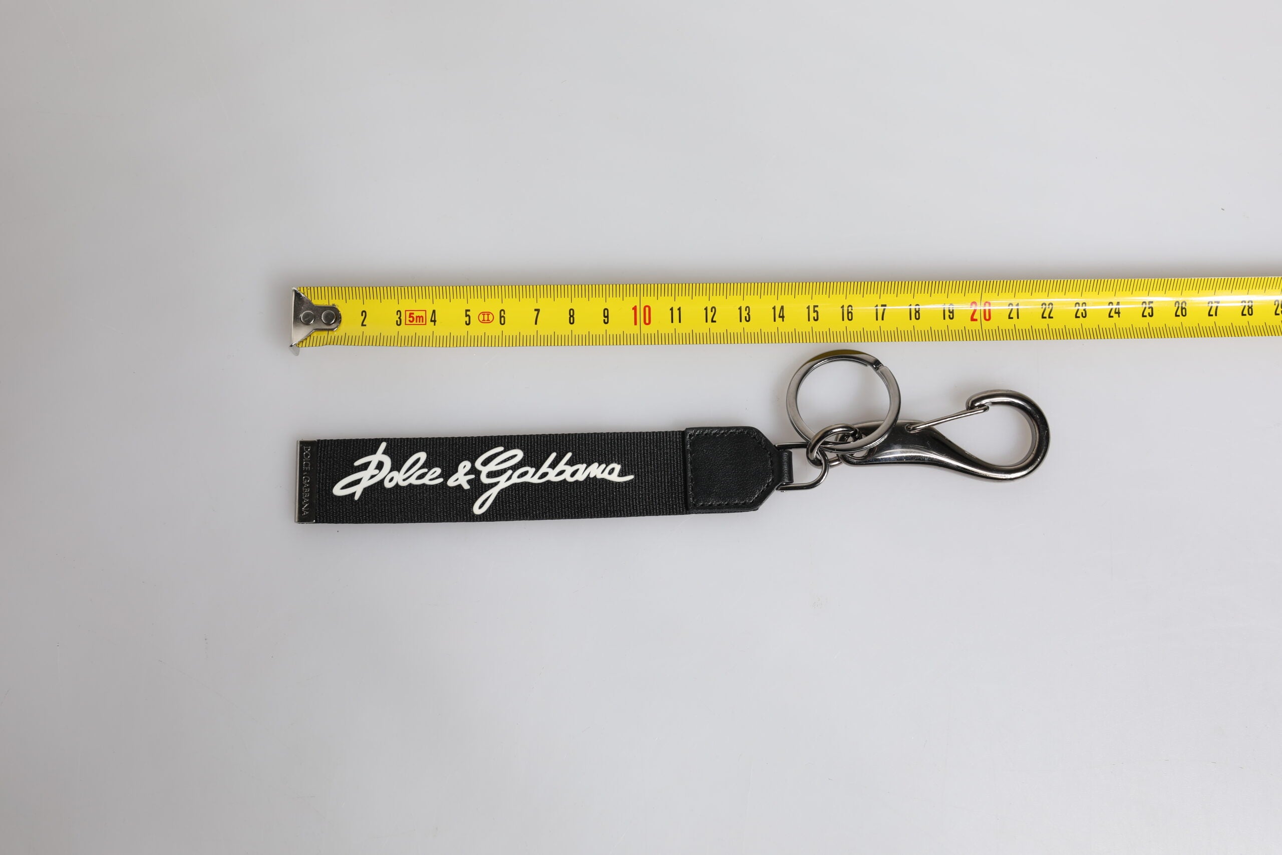 Dolce &amp; Gabbana Schwarz Weiß DG Logo Silber Männer Schlüsselanhänger Polyester Schlüsselanhänger