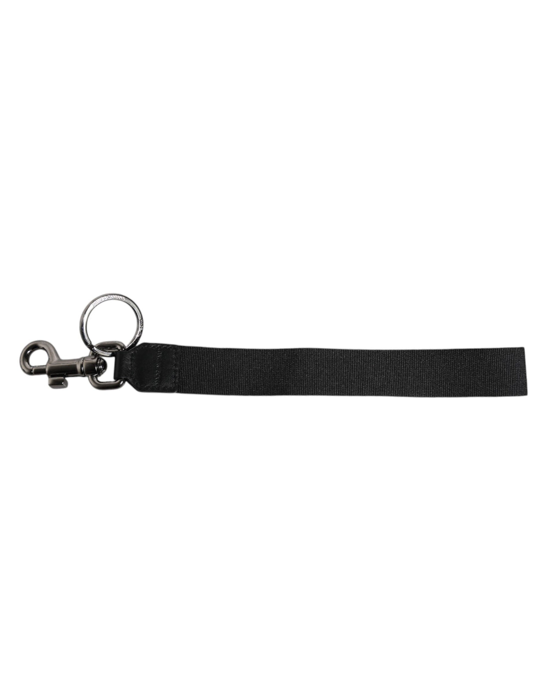 Dolce &amp; Gabbana Schlüsselanhänger mit schwarzem Logo, Nylon, Silber, Messing, für Herren