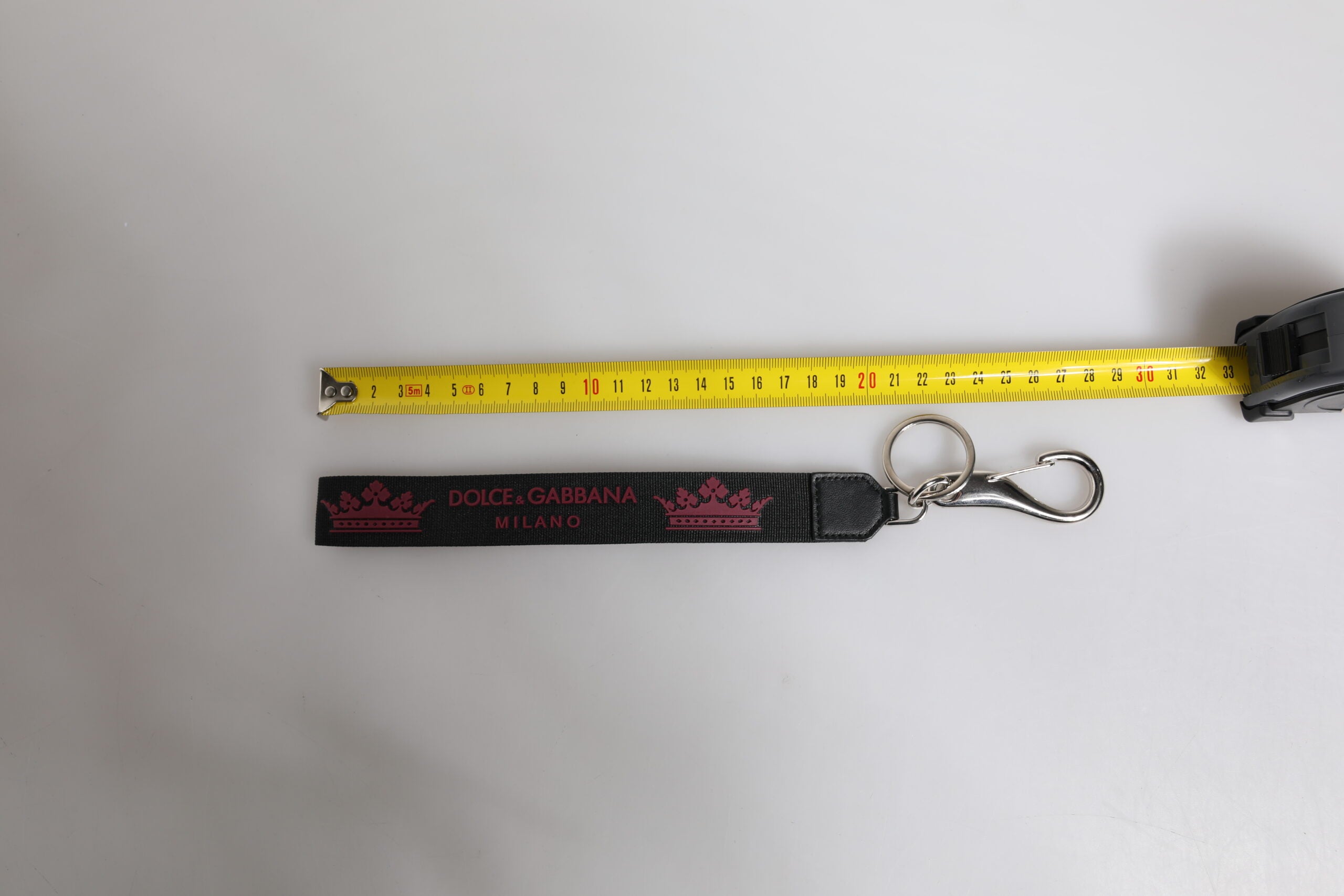 Dolce &amp; Gabbana Schlüsselanhänger mit DG-Krone, Nylon, Schwarz
