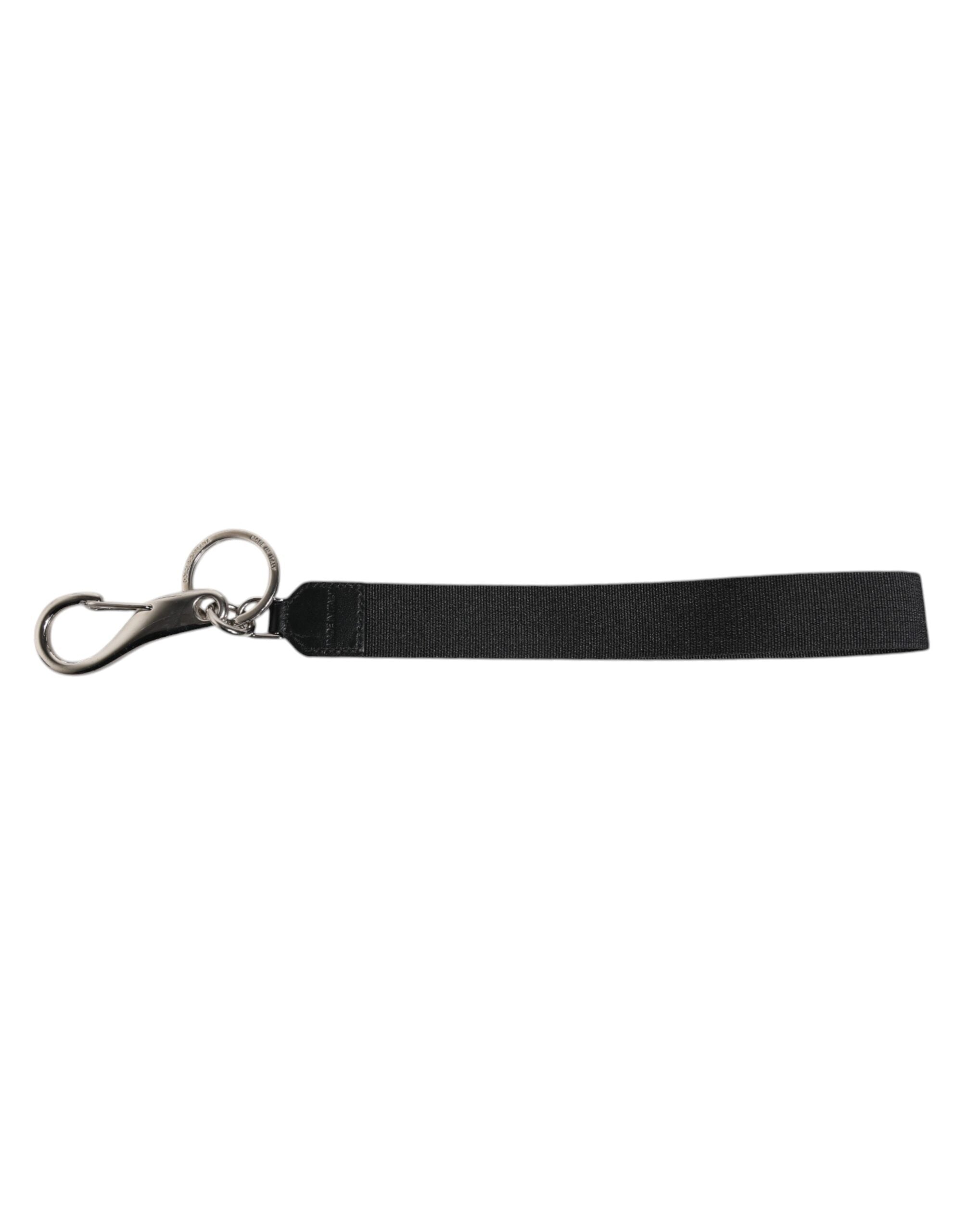 Dolce &amp; Gabbana Schlüsselanhänger mit DG-Krone, Nylon, Schwarz