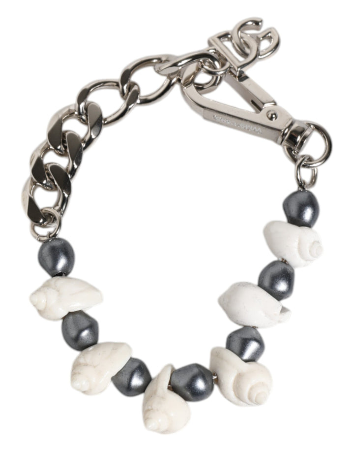 Dolce &amp; Gabbana – Armband mit Muschelanhänger und DG-Logo in Silbertönen