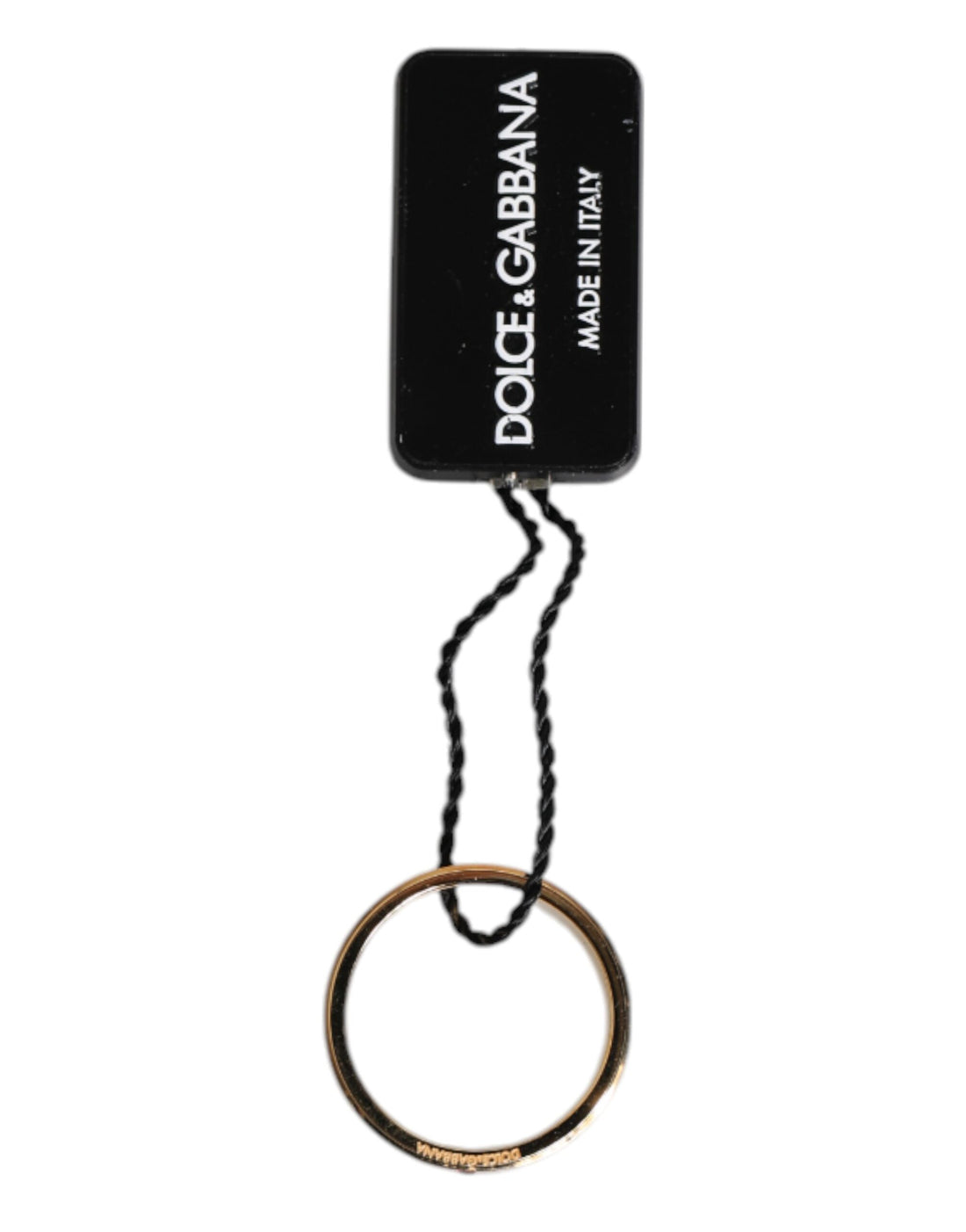 Dolce &amp; Gabbana – Goldfarbener Messingring mit DG-Logo und rotem Kristall