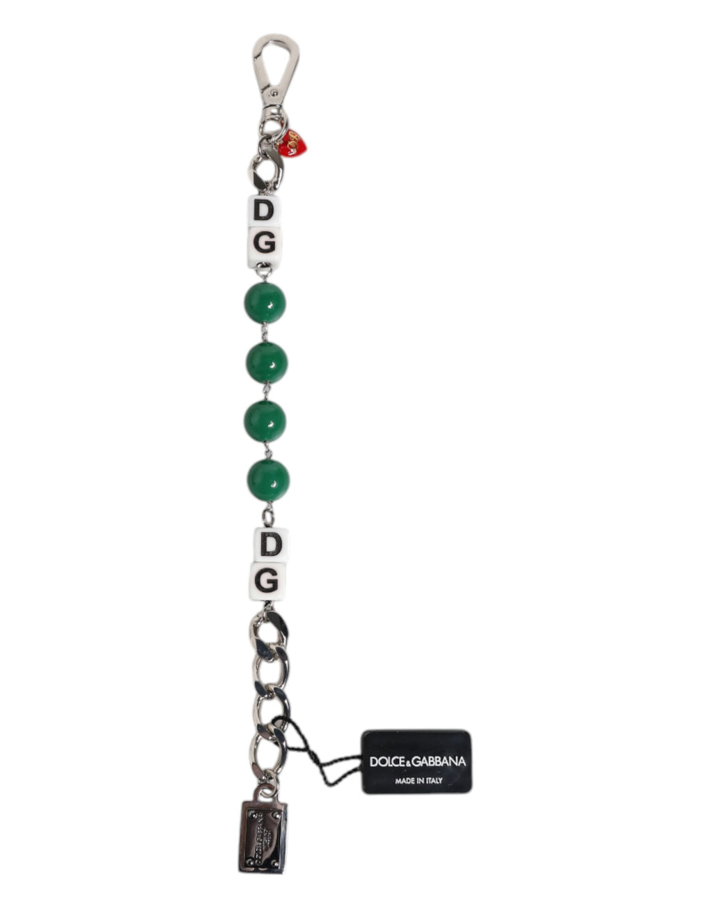 Dolce &amp; Gabbana – Silberfarbenes Charm-Armband mit Würfel-Logo aus Messing