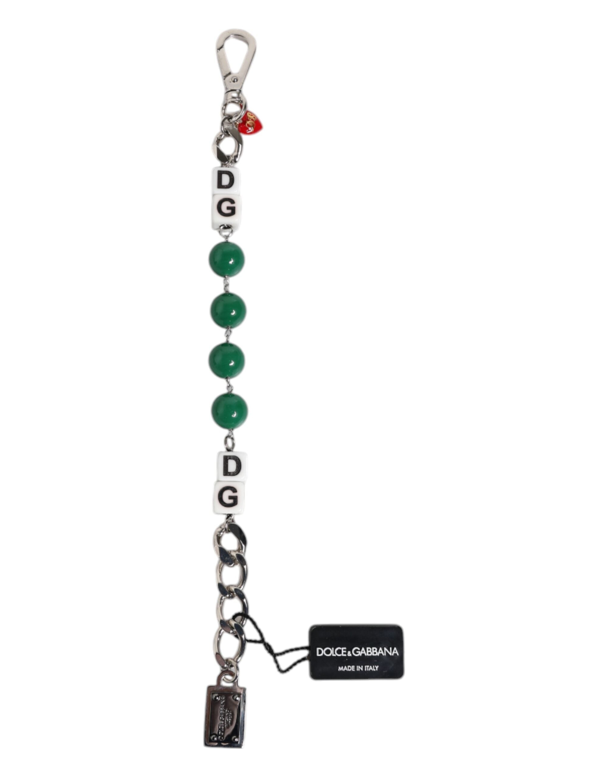 Dolce &amp; Gabbana – Silberfarbenes Charm-Armband mit Würfel-Logo aus Messing