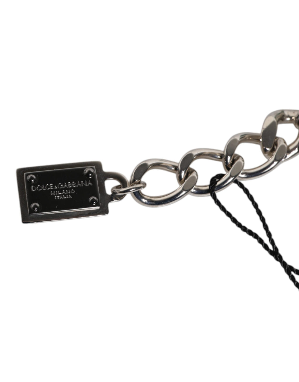 Dolce &amp; Gabbana – Silberfarbenes Charm-Armband mit Würfel-Logo aus Messing