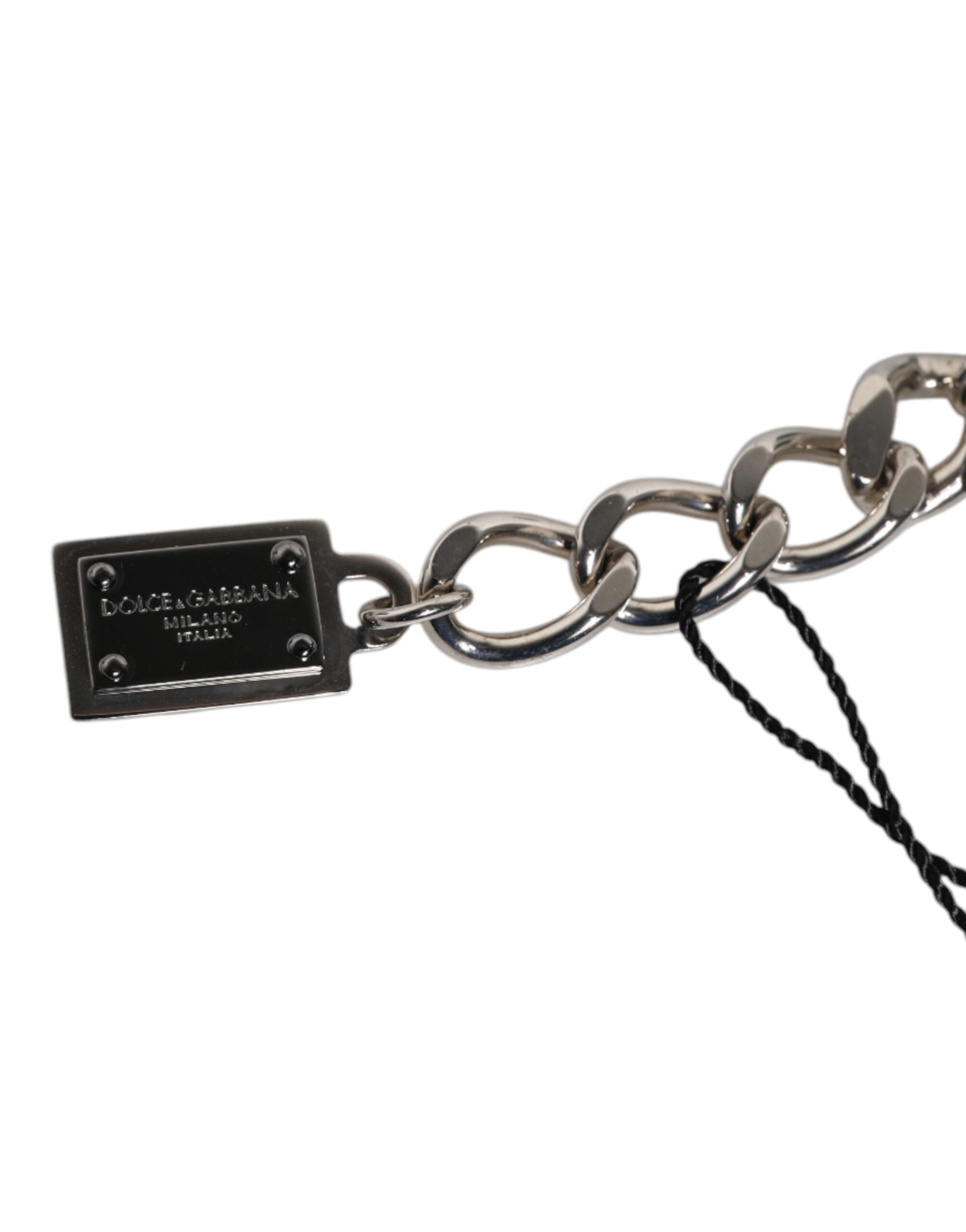 Dolce &amp; Gabbana – Silberfarbenes Charm-Armband mit Würfel-Logo aus Messing
