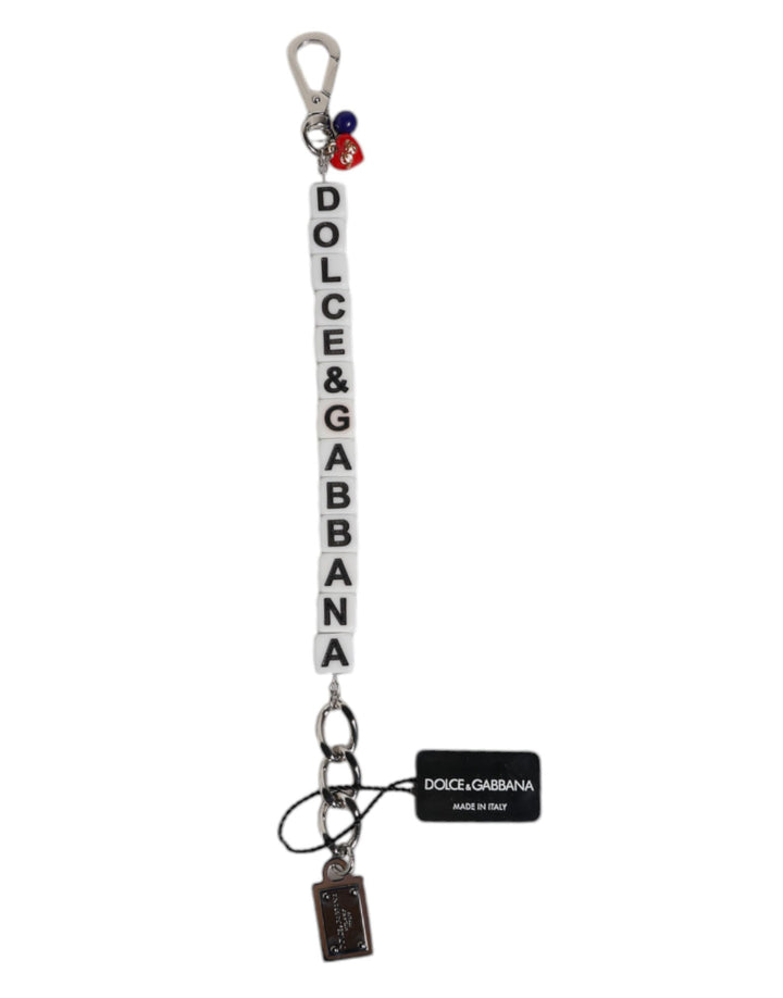Dolce &amp; Gabbana – Charm-Armband mit Würfel-Logo und silberner Messingkette