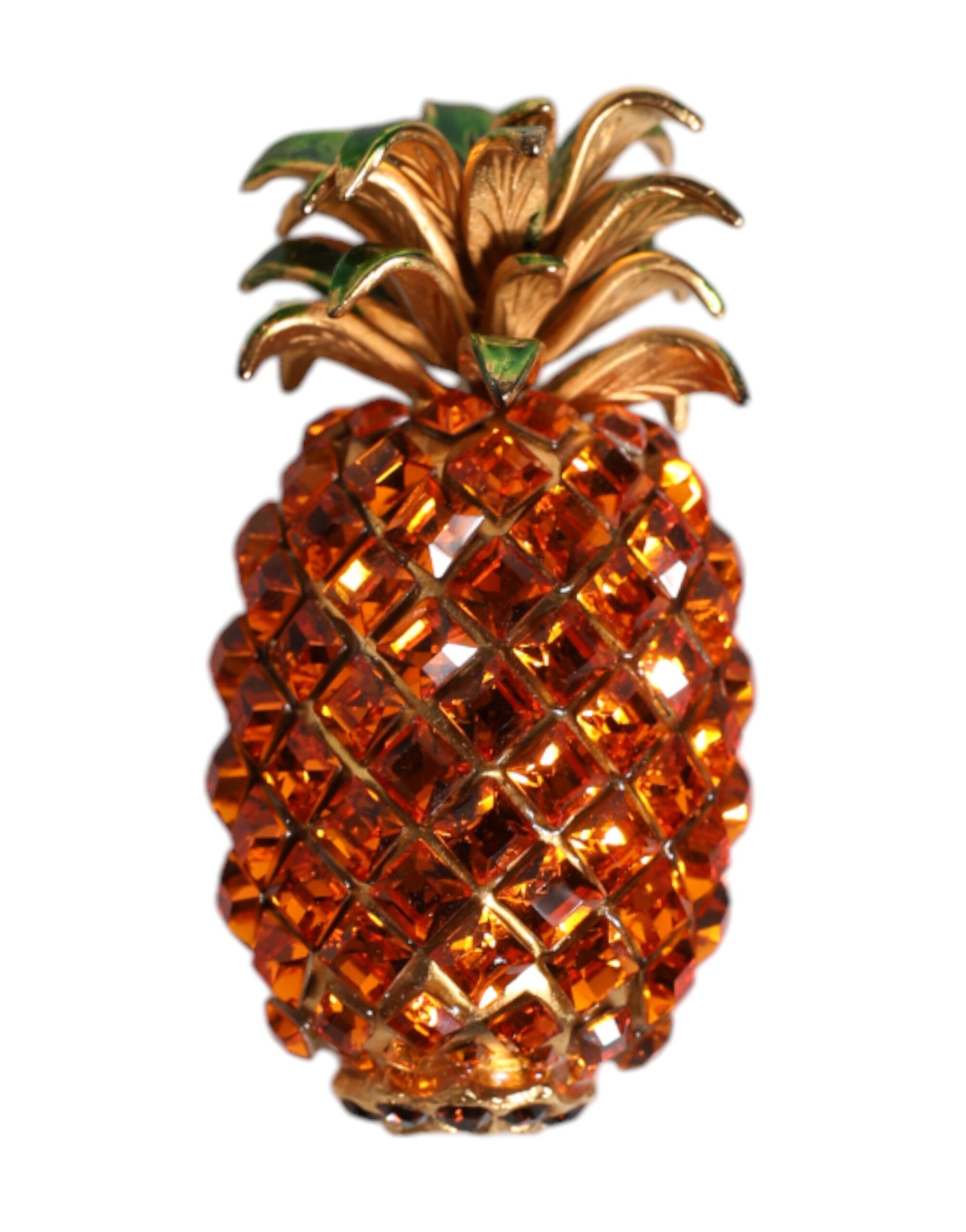 Dolce &amp; Gabbana Gold Messing Ananas Kristall Schmuck Brosche Pin