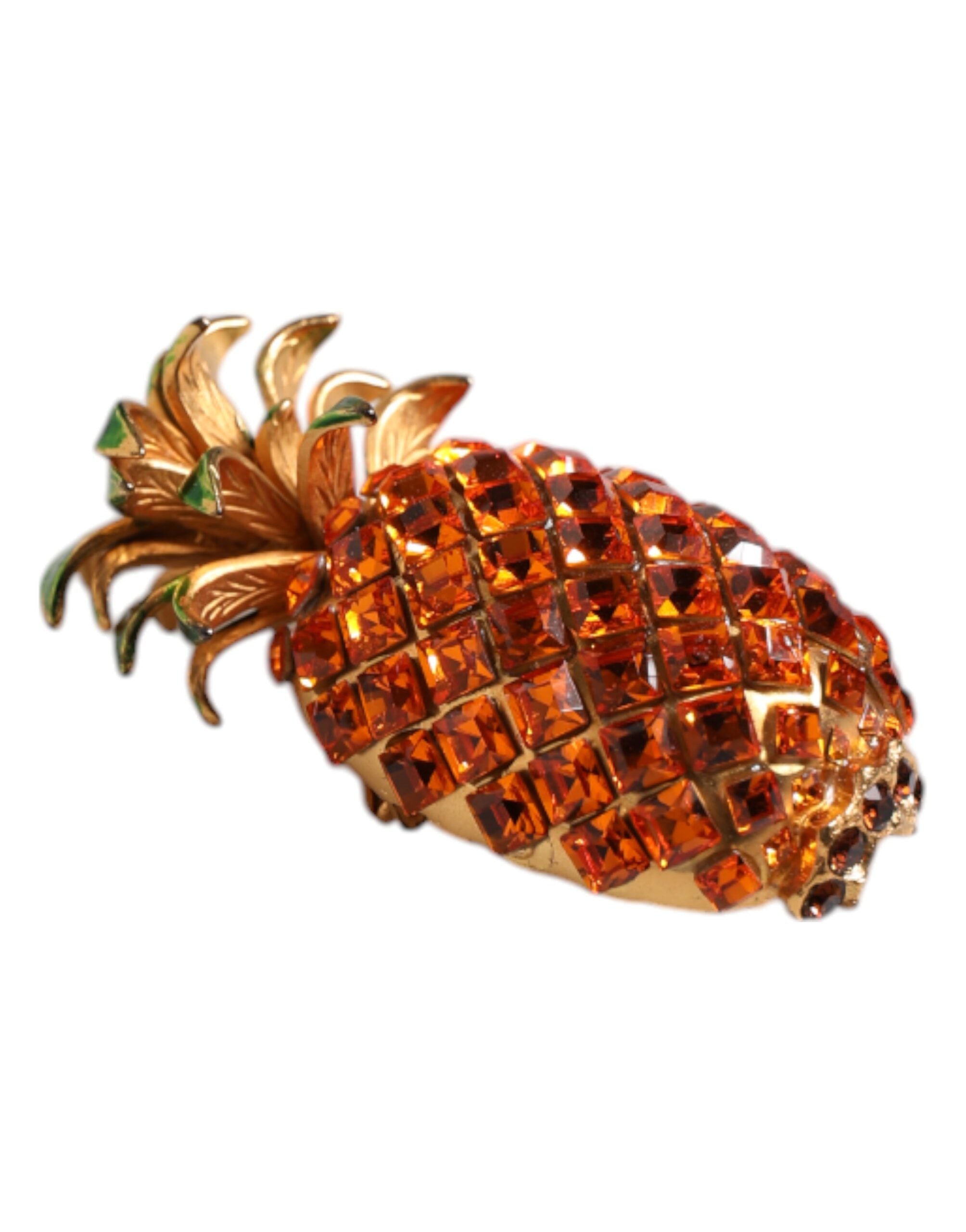 Dolce &amp; Gabbana Gold Messing Ananas Kristall Schmuck Brosche Pin