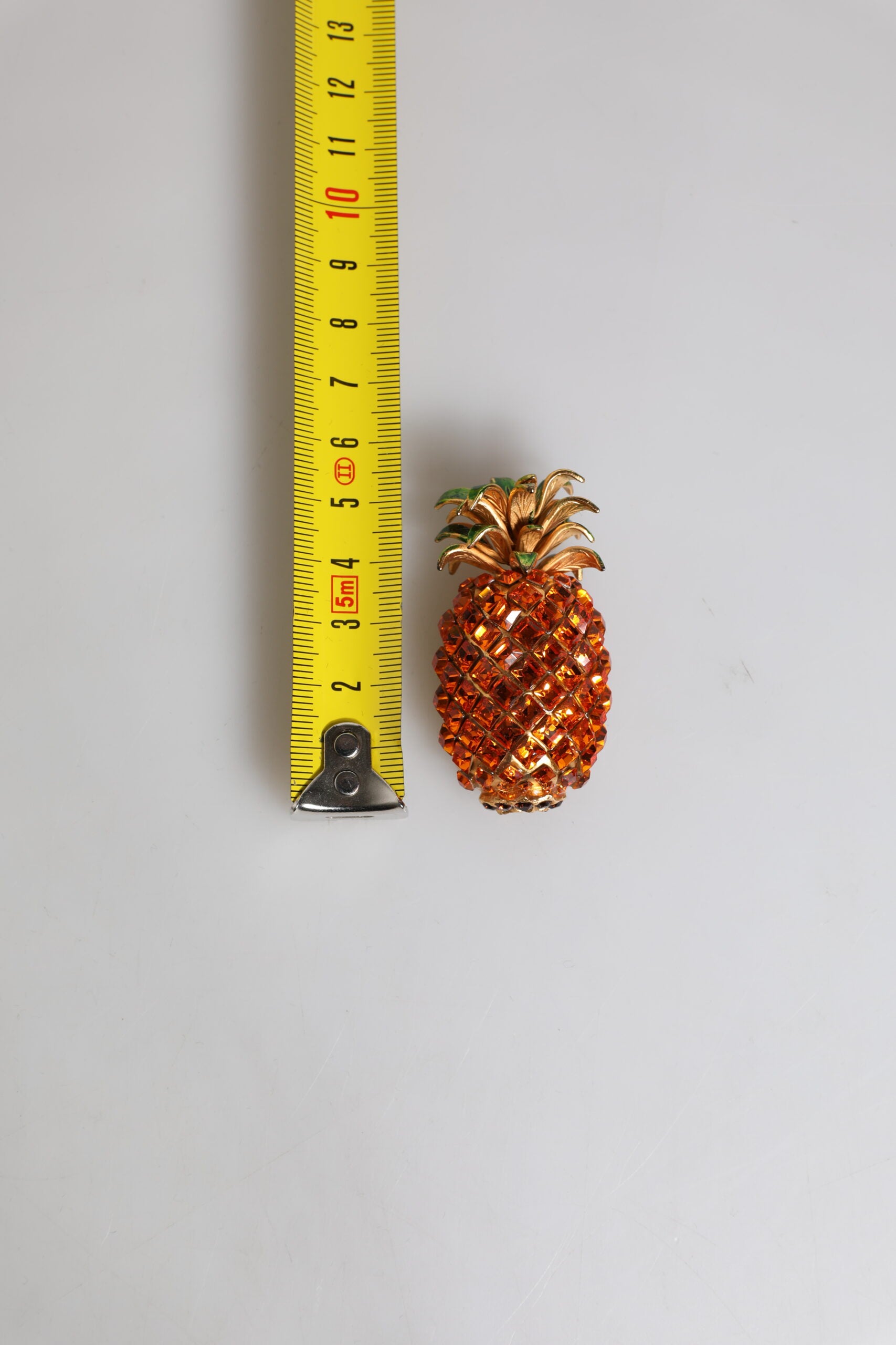 Dolce &amp; Gabbana Gold Messing Ananas Kristall Schmuck Brosche Pin